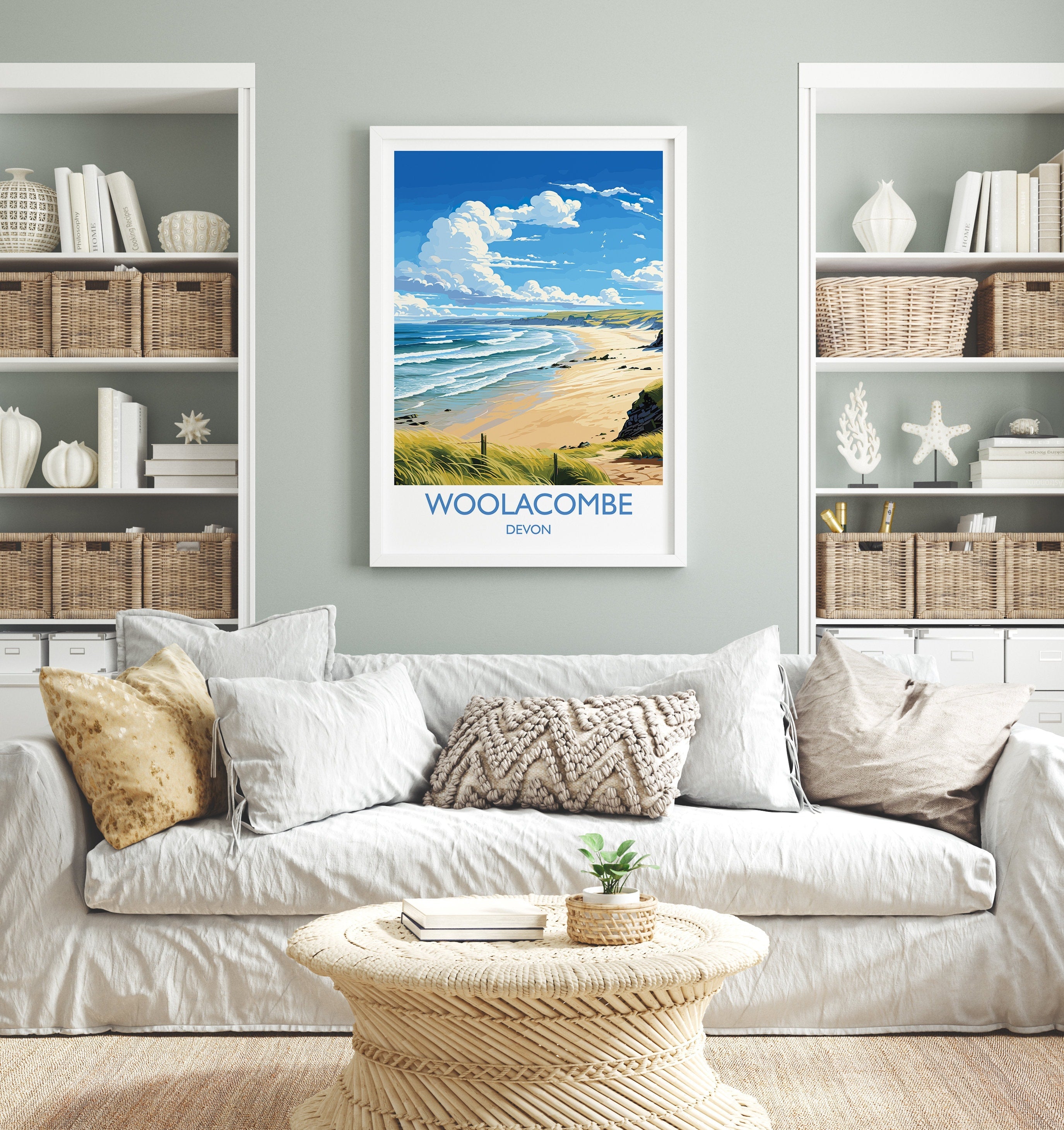 Woolacombe Travel Poster Wall Art, Travel Print of Woolacombe,England, Devon Art Lovers Gift, Travel Art Gift NQ Media Designs