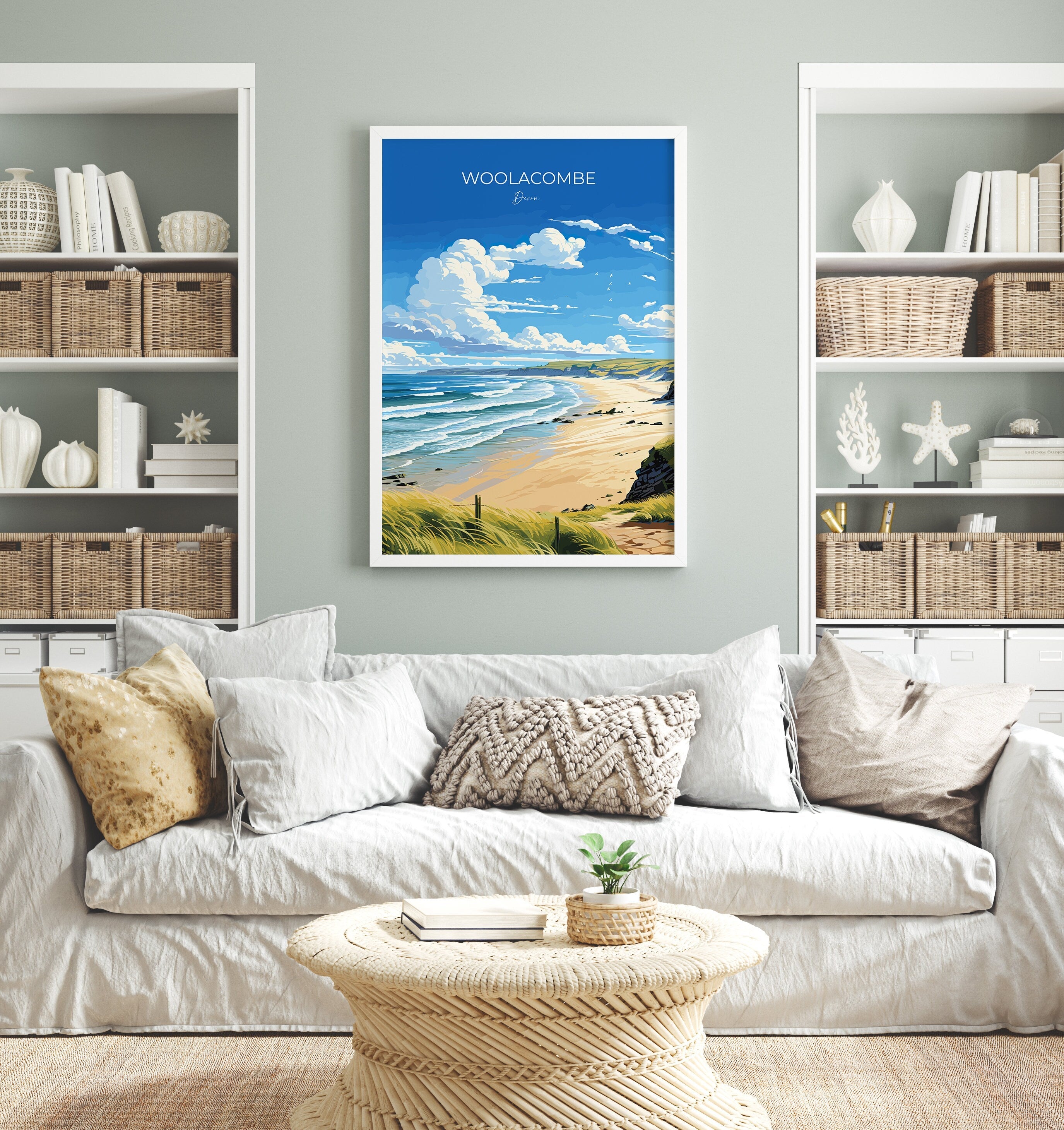 Woolacombe Travel Print Wall Art, Travel Poster of Woolacombe,England, Devon Art Lovers Gift, Travel Art Gift NQ Media Designs