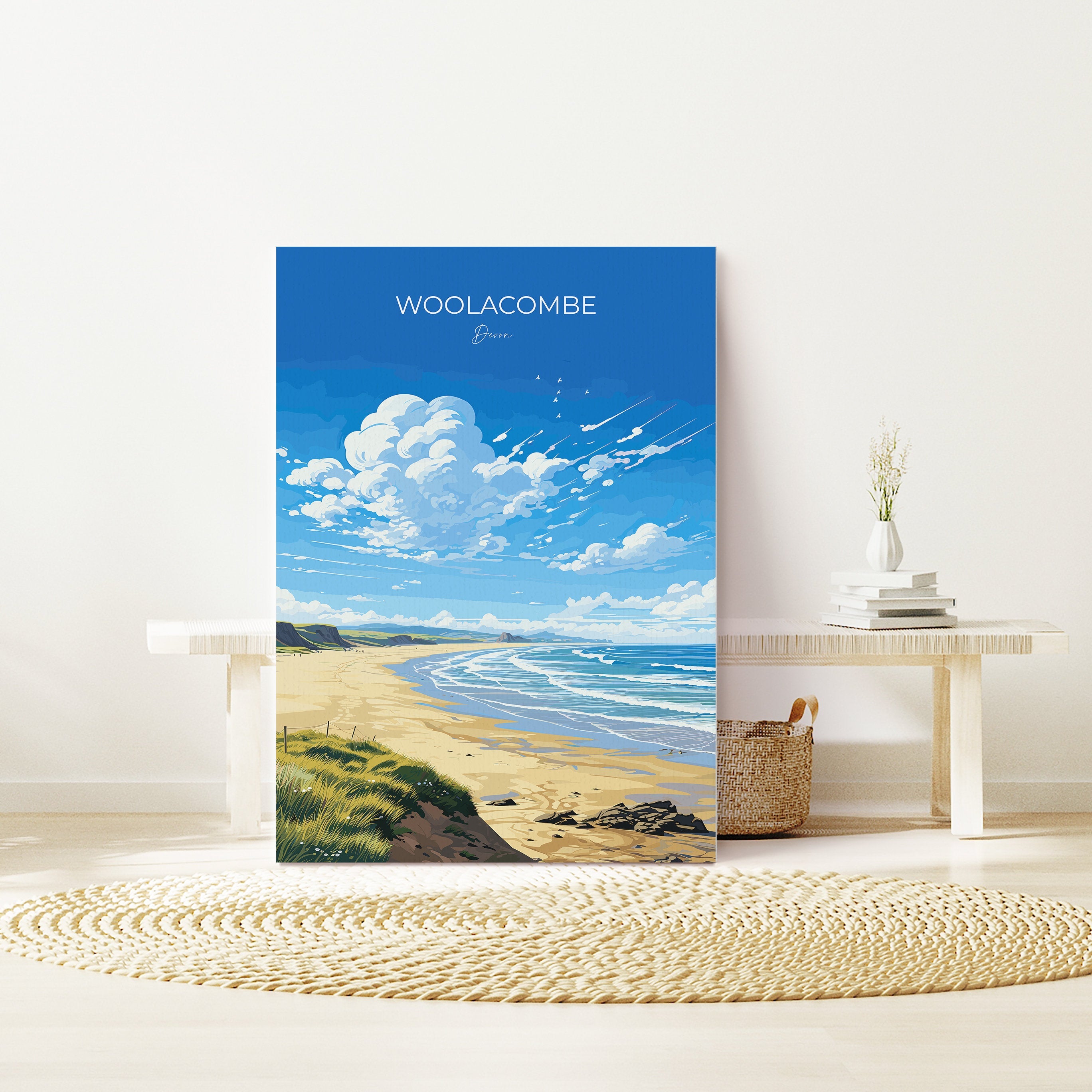 Woolacombe Travel Print Wall Art, Travel Poster of Woolacombe,England, Devon Art Lovers Gift, Travel Art Gift NQ Media Designs