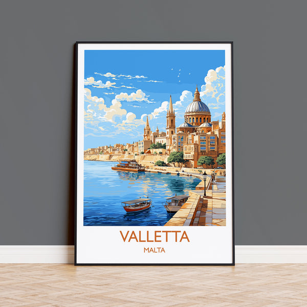 Valletta Travel Print Wall Art, Travel Poster of Valletta, Malta, Valletta Art, Valletta Art Lovers Gift, Malta Art Gift