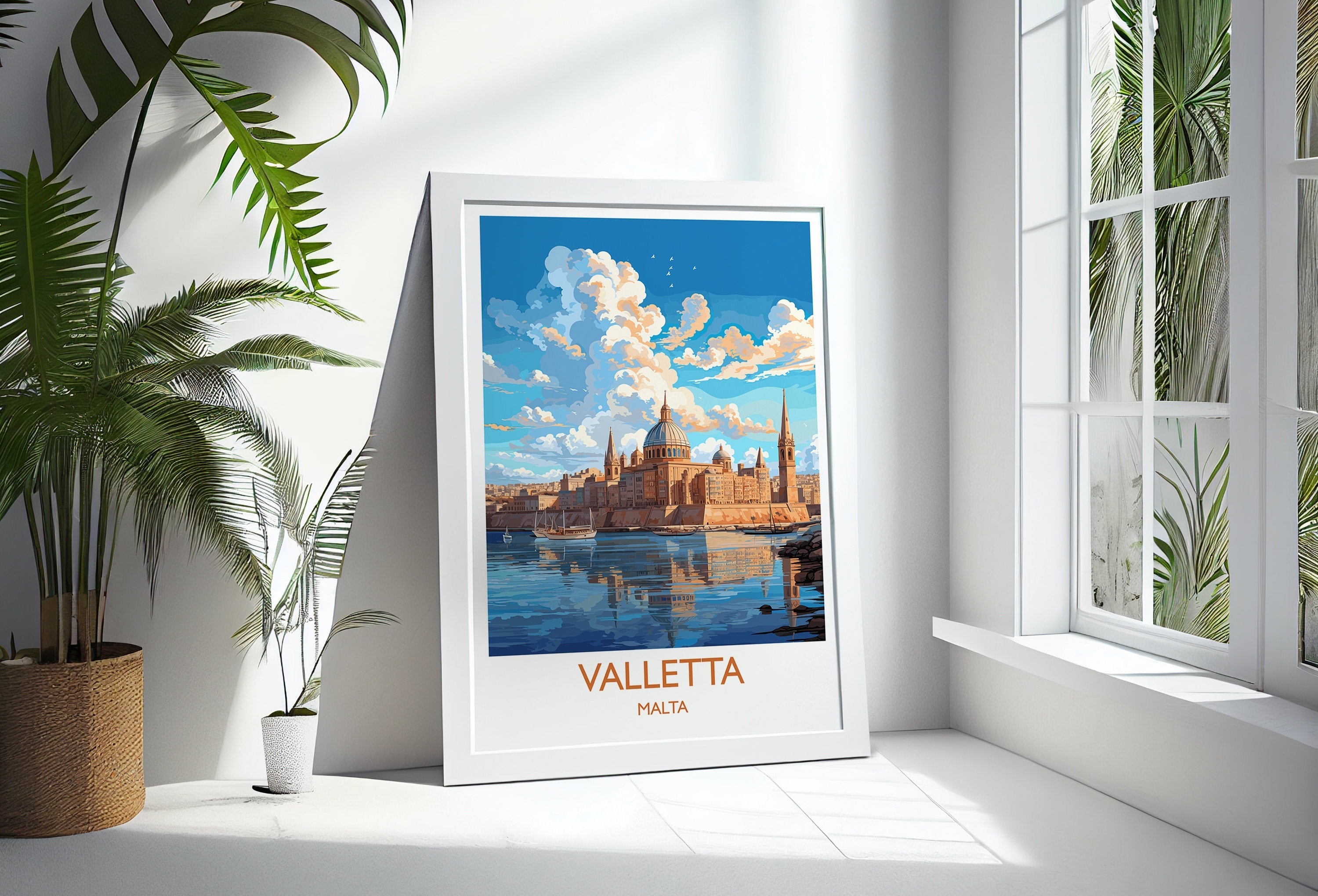 Valletta Travel Print Wall Art, Travel Poster of Valletta, Malta, Valletta Art, Valletta Art Lovers Gift, Malta Art Gift NQ Media Designs