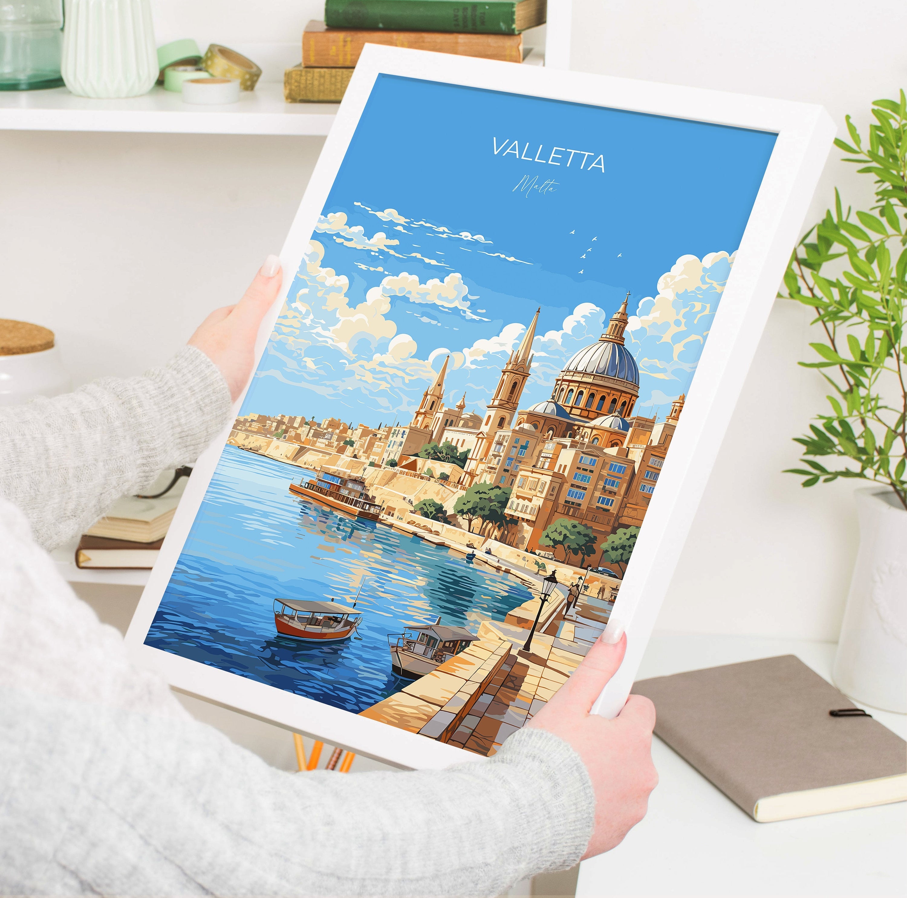 Valletta Travel Poster Wall Art, Travel Print of Valletta, Malta, Valletta Art, Valletta Art Lovers Gift, Malta Art Gift NQ Media Designs