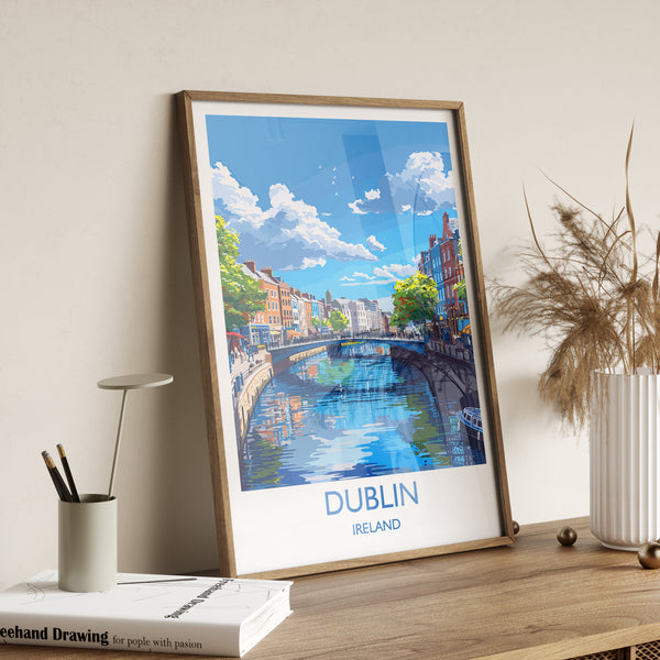 Dublin Poster Wall Art, Travel Print of Dublin, Ireland, Dublin Art Lovers Gift, Travel Wall Decor Gift