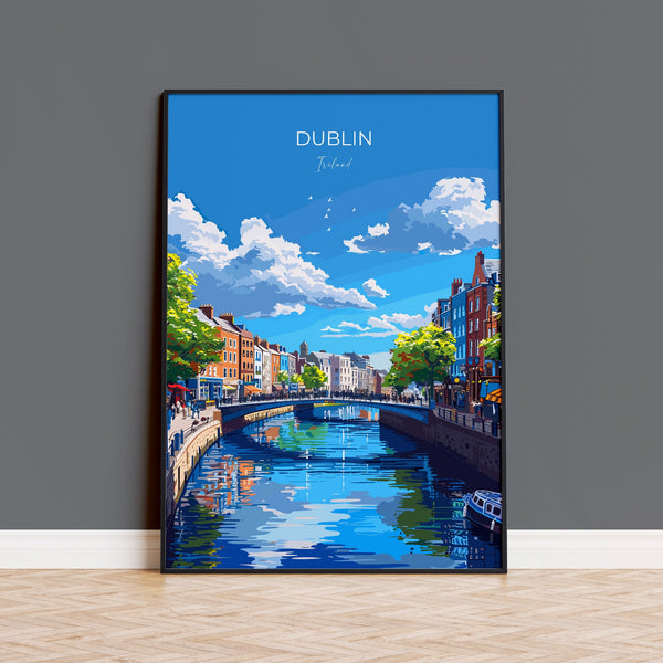 Dublin Print Wall Art, Travel Poster of Dublin, Ireland, Dublin Art Lovers Gift, Travel Wall Decor Gift