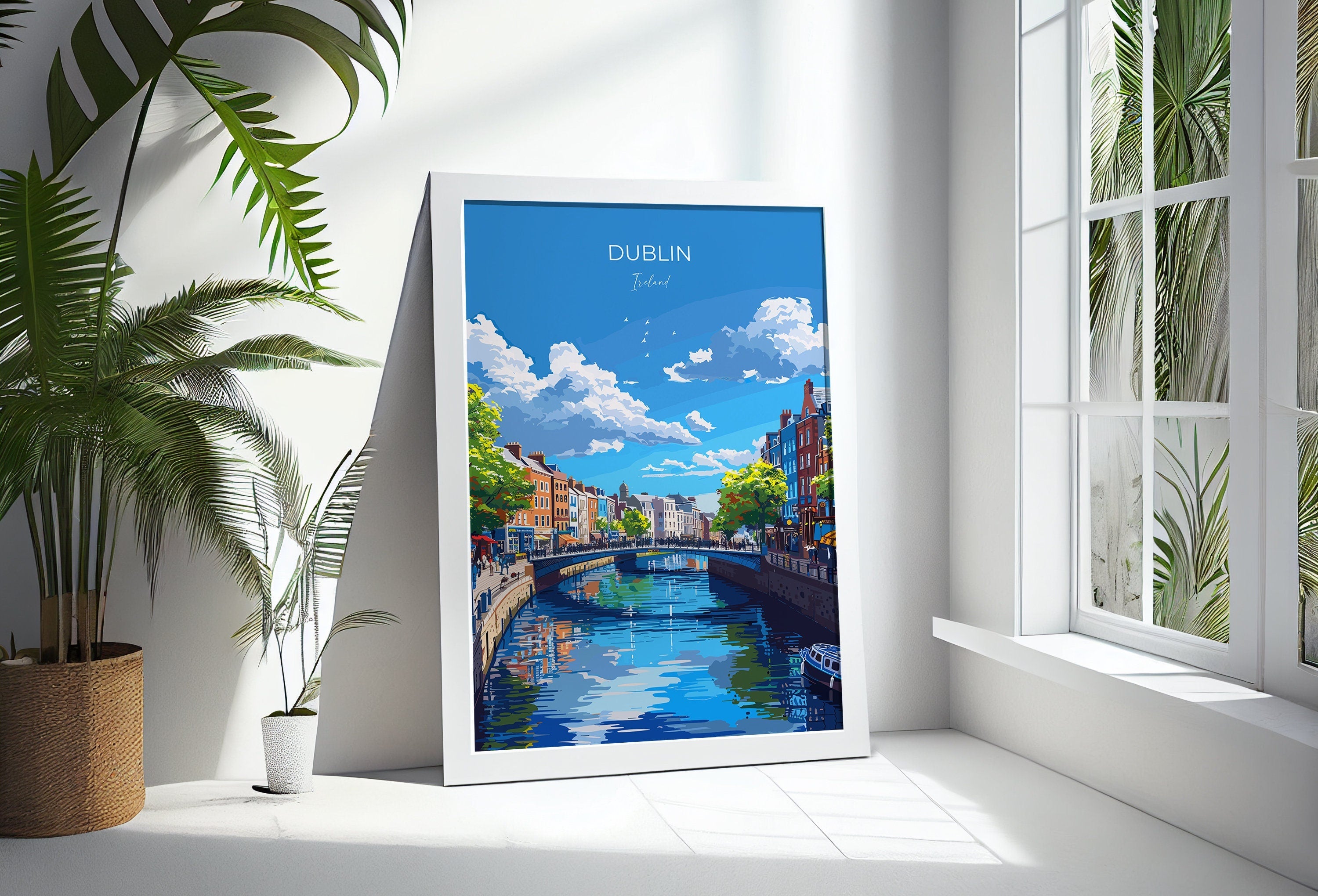 Dublin Print Wall Art, Travel Poster of Dublin, Ireland, Dublin Art Lovers Gift, Travel Wall Decor Gift NQ Media Designs
