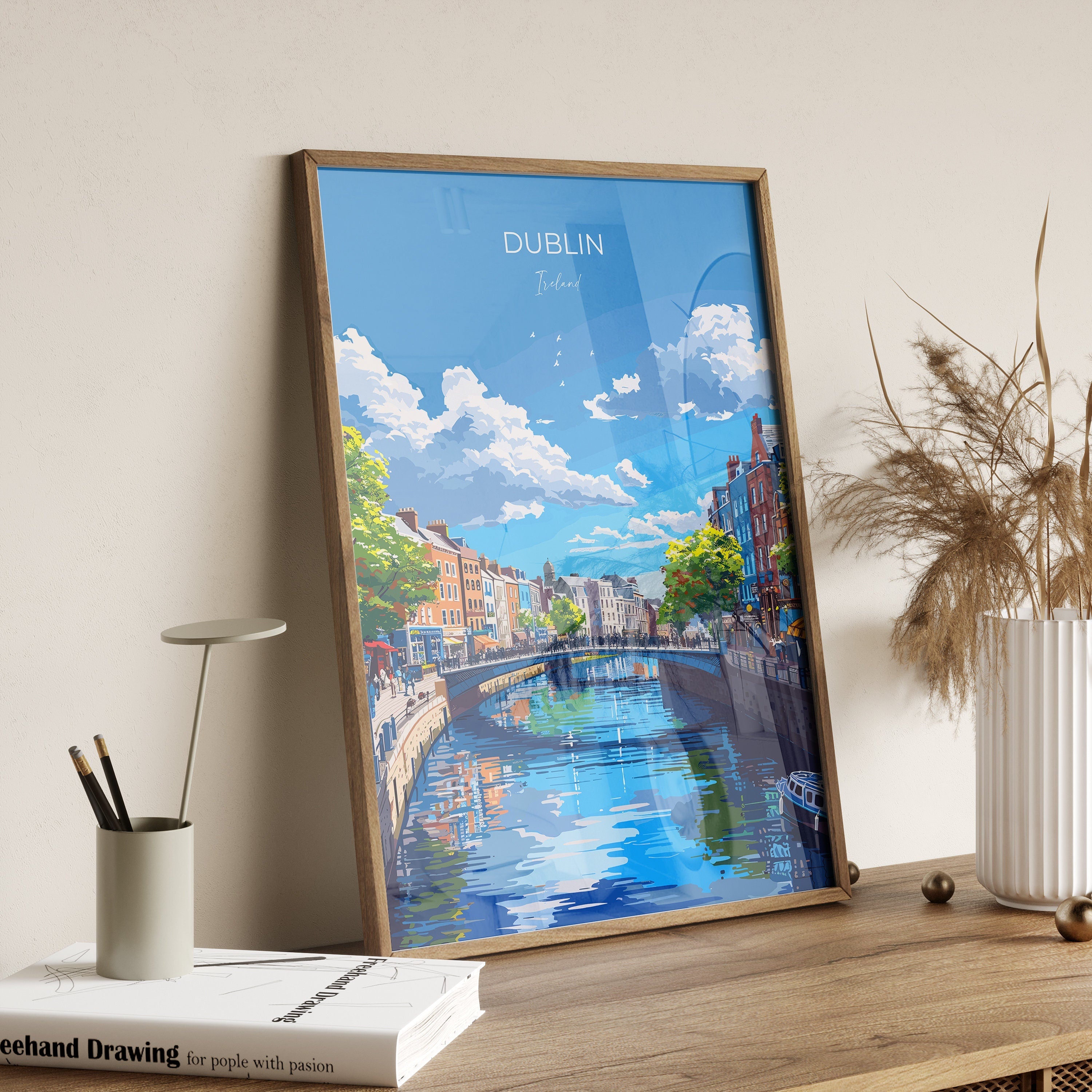 Dublin Print Wall Art, Travel Poster of Dublin, Ireland, Dublin Art Lovers Gift, Travel Wall Decor Gift NQ Media Designs