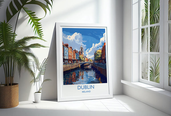 Dublin Poster Wall Art, Travel Print of Dublin, Ireland, Dublin Art Lovers Gift, Travel Wall Decor Gift