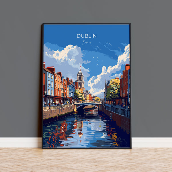 Dublin Print Wall Art, Travel Poster of Dublin, Ireland, Dublin Art Lovers Gift, Travel Wall Decor Gift