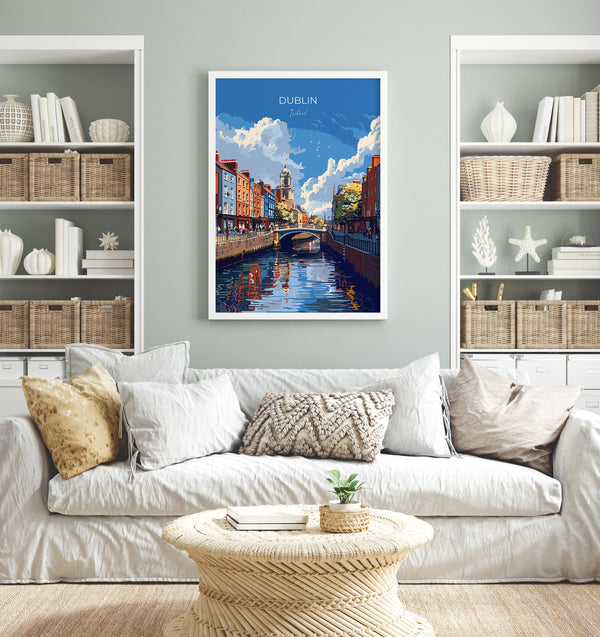 Dublin Print Wall Art, Travel Poster of Dublin, Ireland, Dublin Art Lovers Gift, Travel Wall Decor Gift