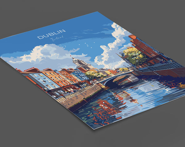 Dublin Print Wall Art, Travel Poster of Dublin, Ireland, Dublin Art Lovers Gift, Travel Wall Decor Gift