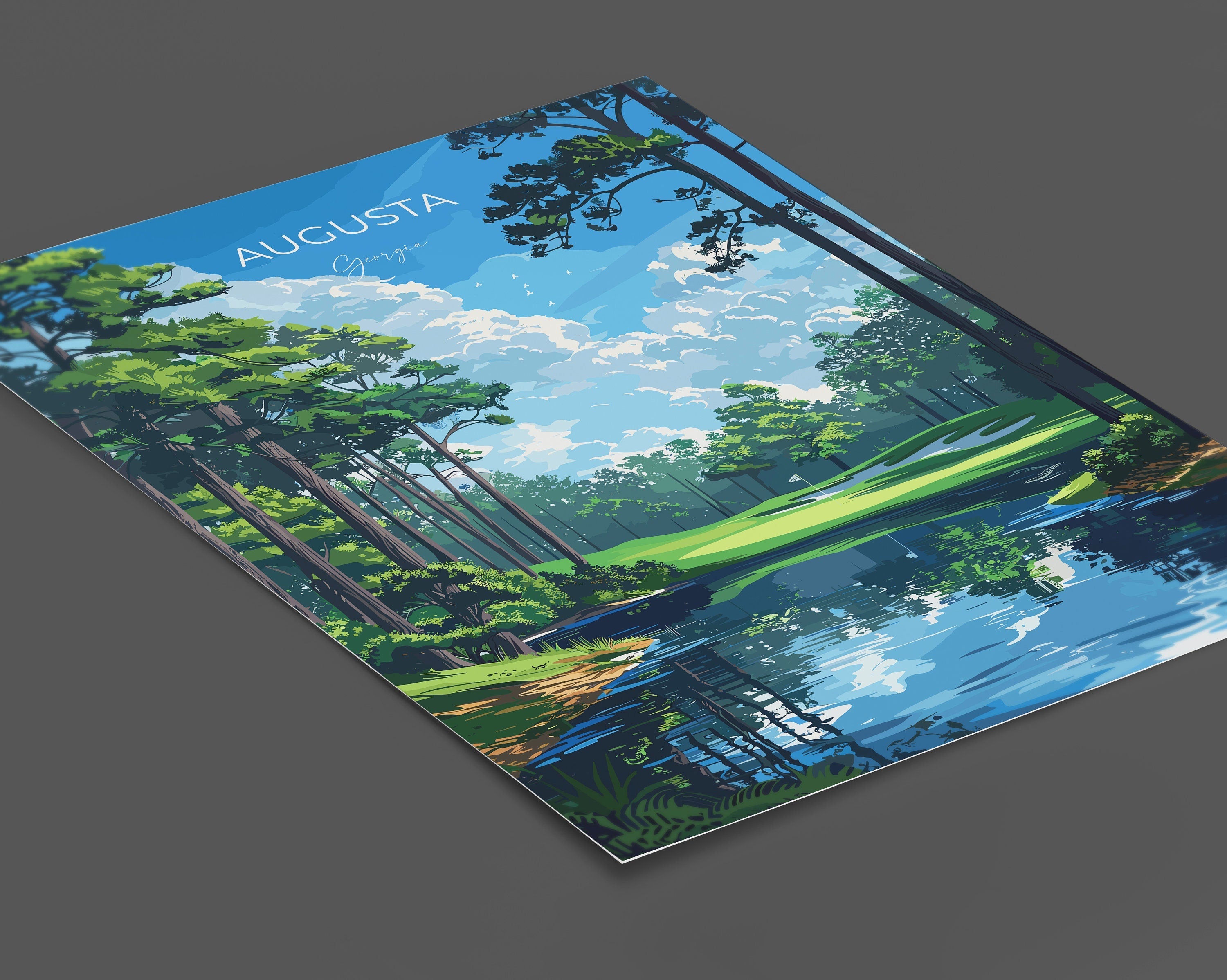Augusta National Travel Poster, Travel Print of Augusta National Golf Course, Masters Poster, Augusta National Art Lovers Gift, USA Gift NQ Media Designs