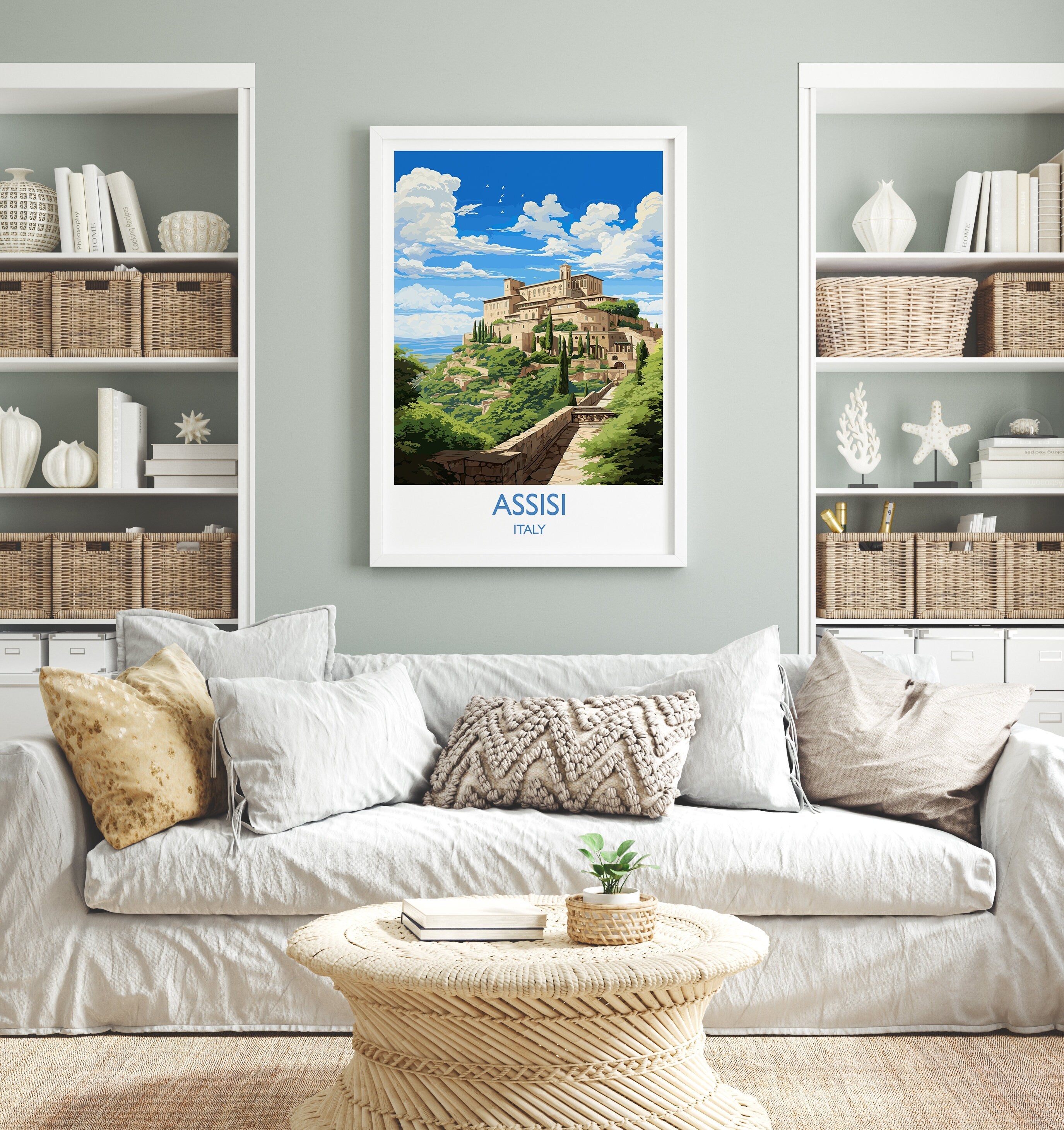 Assisi Travel Print, Travel Poster of Assisi , Italy, AssisiArt Lovers Gift, Wall Art Print NQ Media Designs