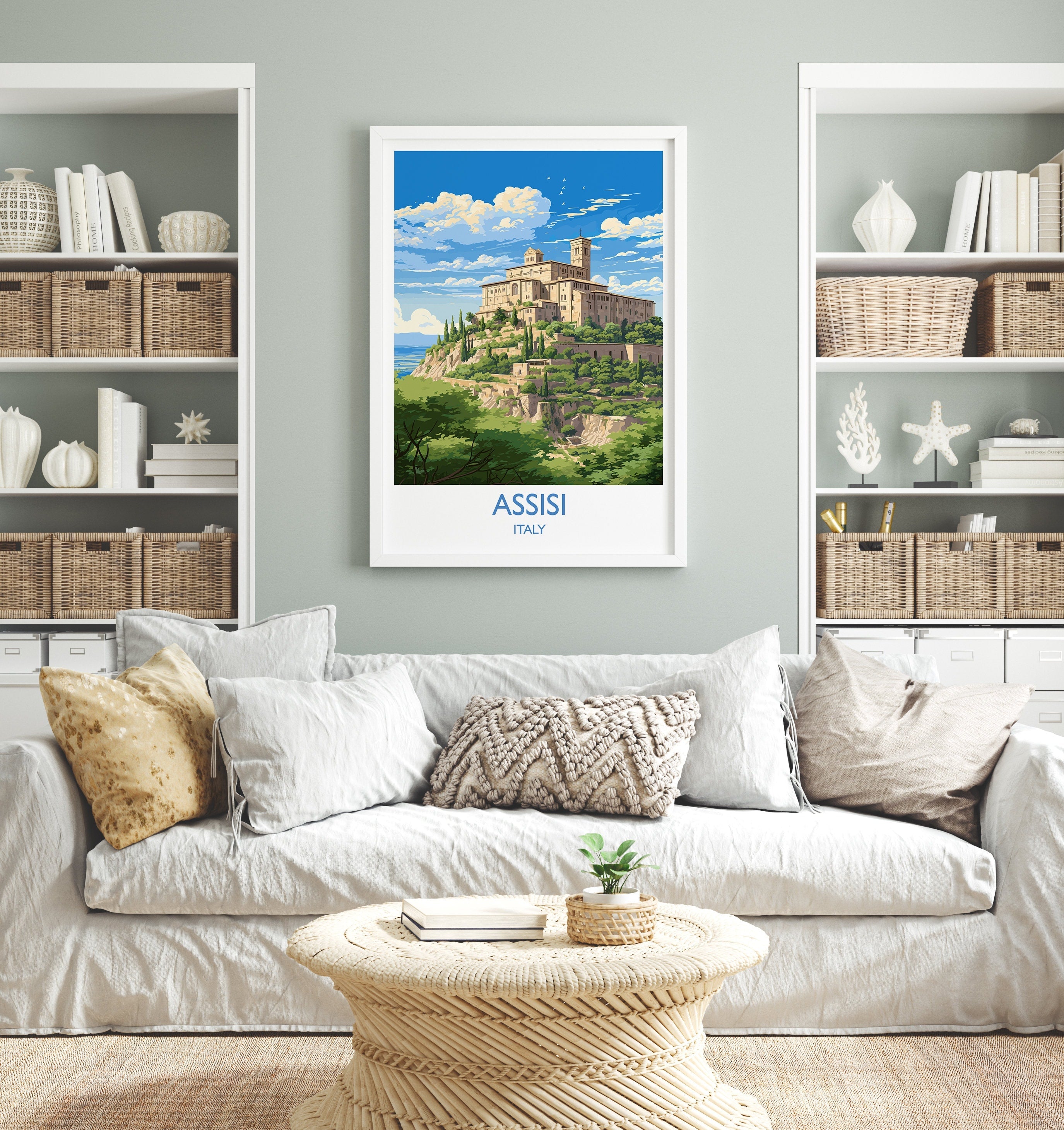 Assisi Travel Poster, Travel Print of Assisi , Italy, Assisi Art Lovers Gift, Wall Art Print NQ Media Designs