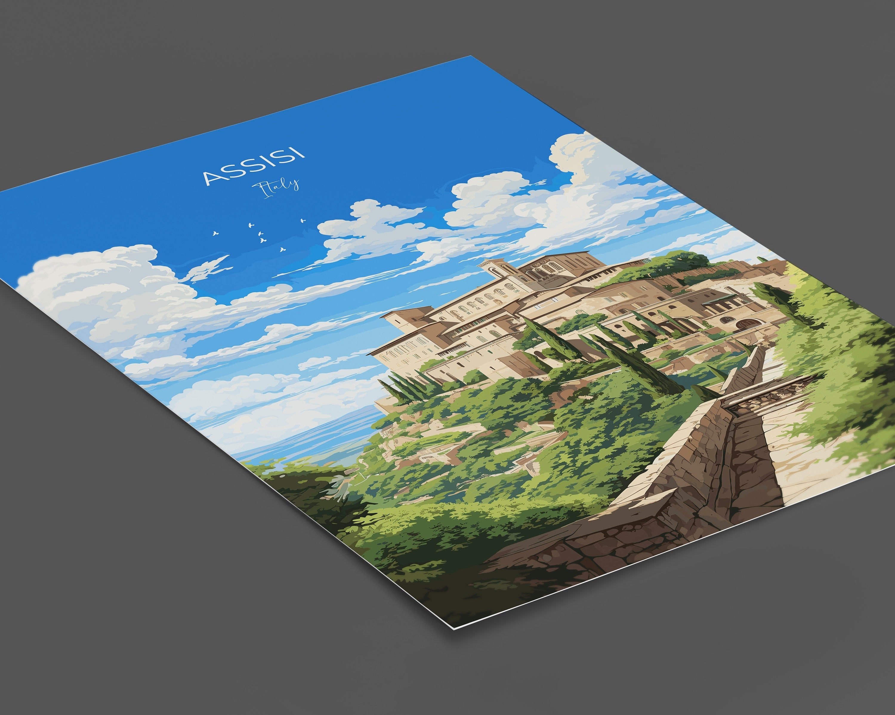 Assisi Travel Print, Travel Poster of Assisi , Italy, AssisiArt Lovers Gift, Wall Art Print NQ Media Designs