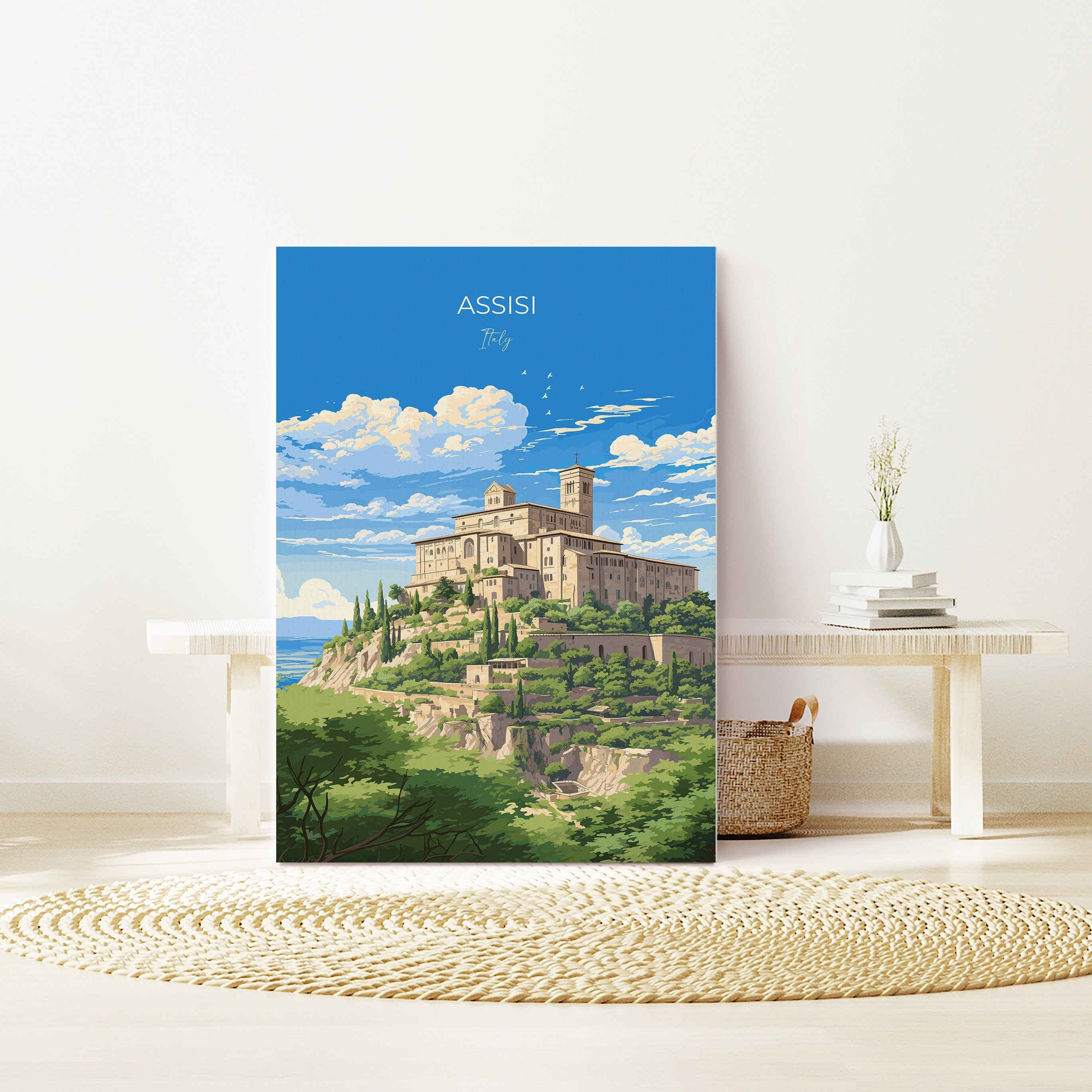 Assisi Travel Print, Travel Poster of Assisi , Italy, AssisiArt Lovers Gift, Wall Art Print NQ Media Designs