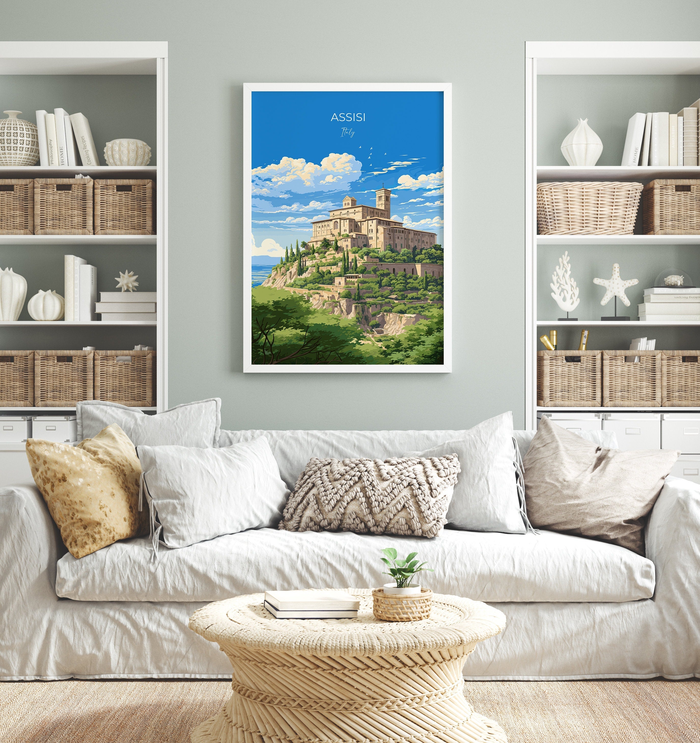 Assisi Travel Print, Travel Poster of Assisi , Italy, AssisiArt Lovers Gift, Wall Art Print NQ Media Designs