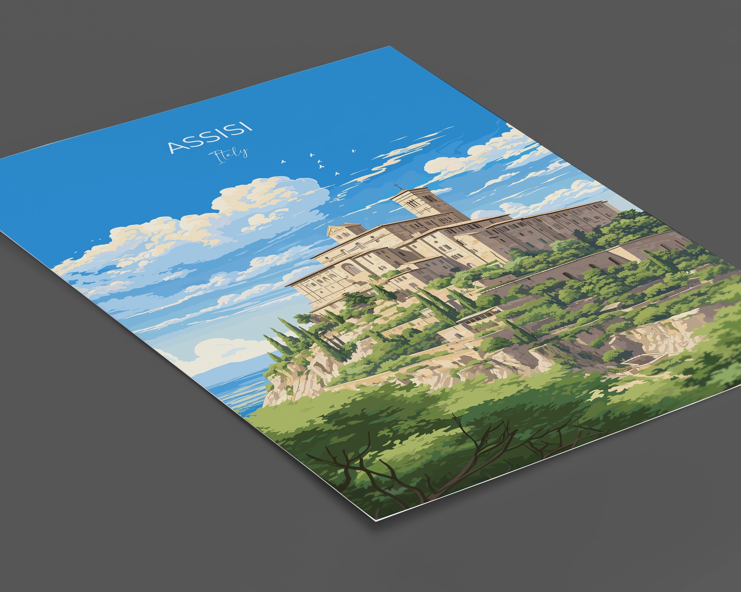 Assisi Travel Print, Travel Poster of Assisi , Italy, AssisiArt Lovers Gift, Wall Art Print NQ Media Designs