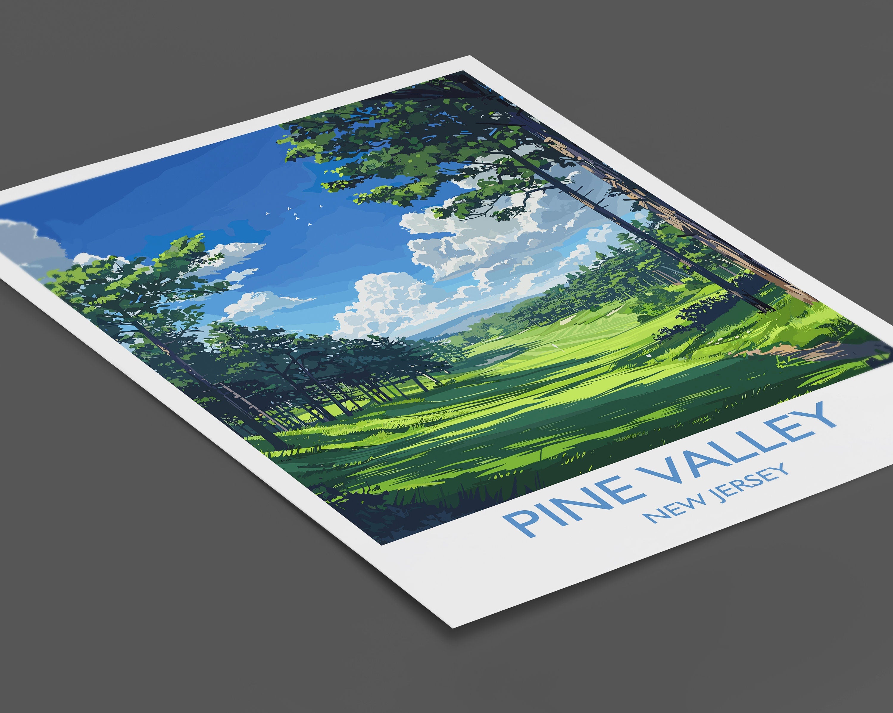 Pine Valley Travel Print, Travel Poster of Pine Valley Golf Course, Pine Valley Art Lovers Gift, New Jersey USA art, Birthday Gift