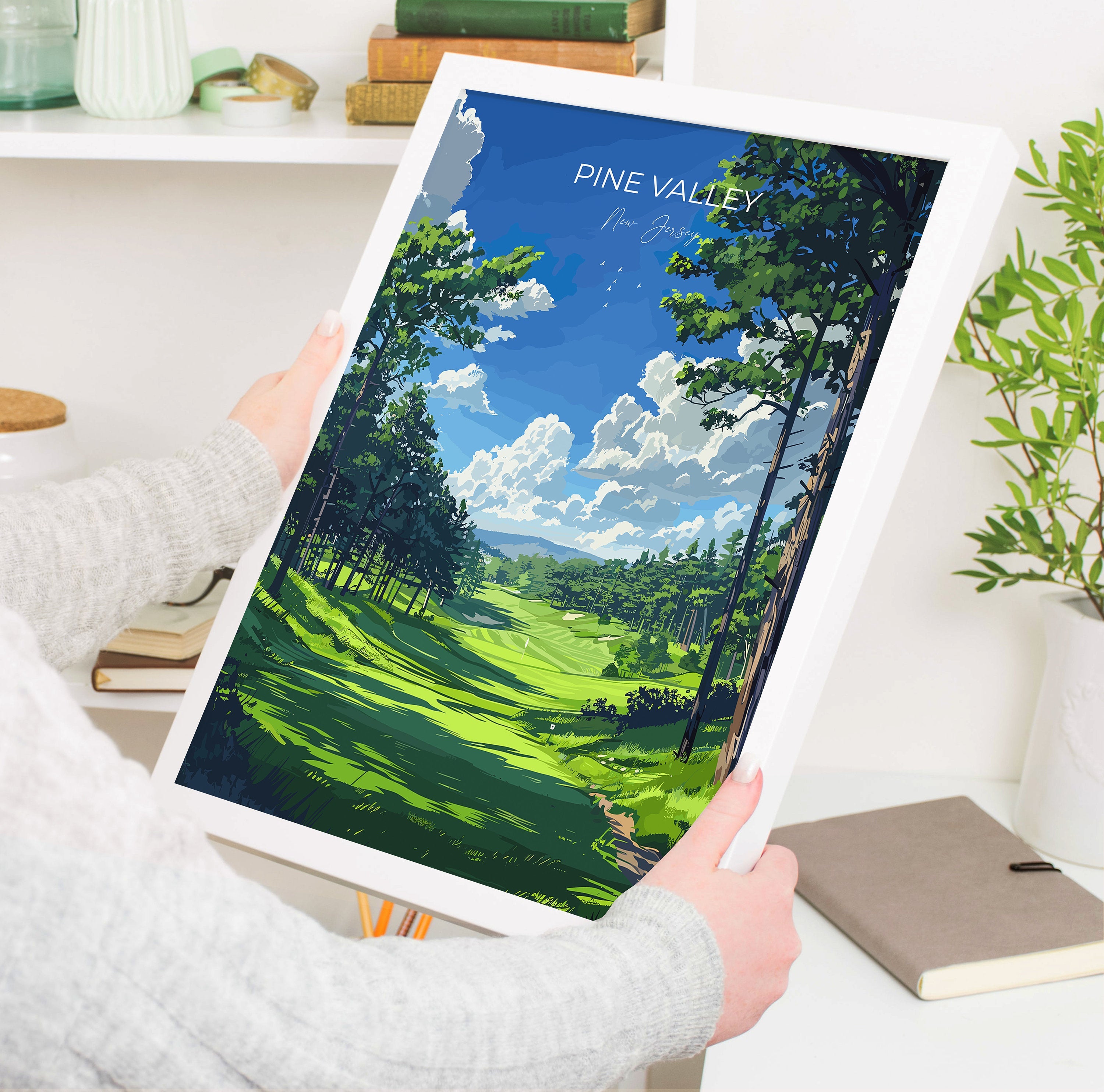 Pine Valley Travel Poster, Travel Print of Pine Valley Golf Course, Pine Valley Art Lovers Gift, New Jersey USA art, Birthday Gift NQ Media Designs