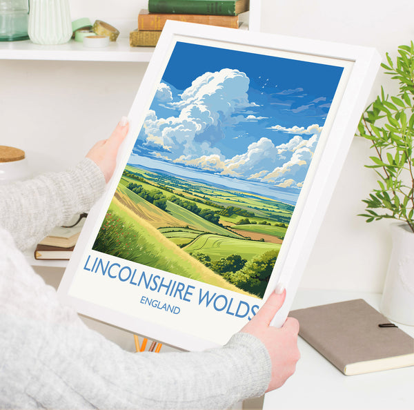 Lincolnshire Wolds Travel Poster Wall Art, Travel Print of Lincolnshire Wolds, England, Lincolnshire Art Lovers Gift, Travel Art Gift