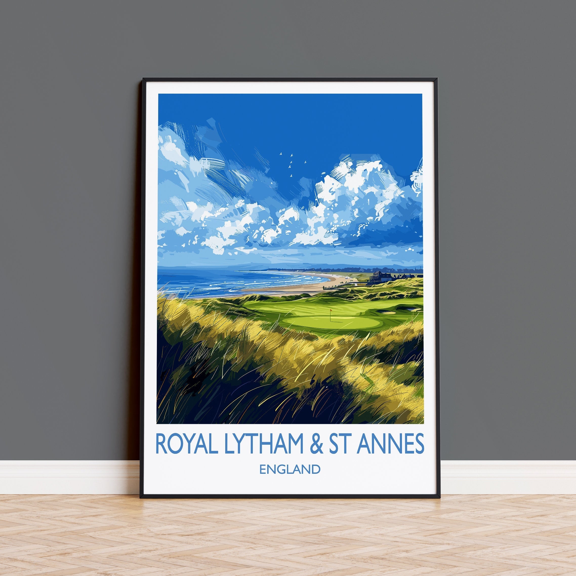 Royal Lytham & St Annes Travel Print, Travel Poster of Royal Lytham Golf Course, Royal Lytham Art Lovers Gift, Birthday Gift NQ Media Designs