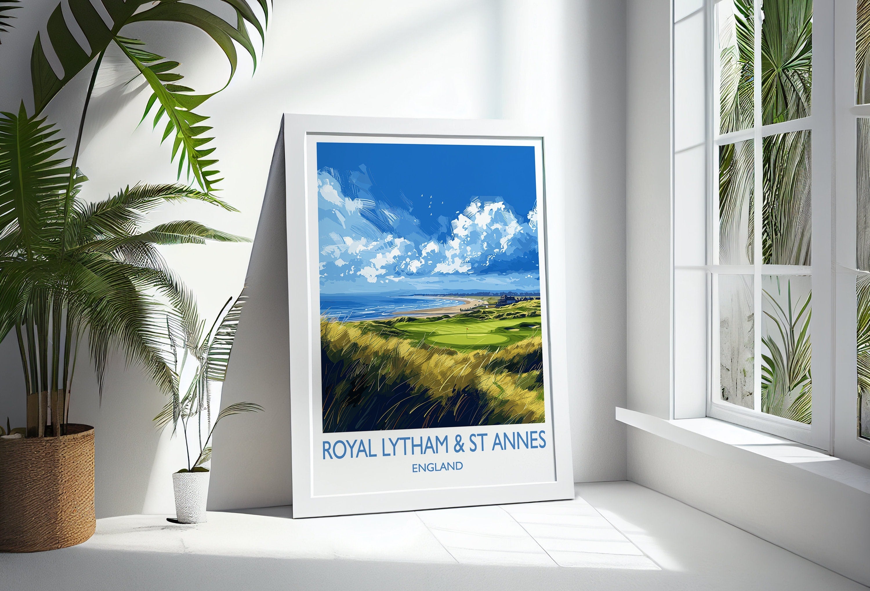 Royal Lytham & St Annes Travel Print, Travel Poster of Royal Lytham Golf Course, Royal Lytham Art Lovers Gift, Birthday Gift NQ Media Designs