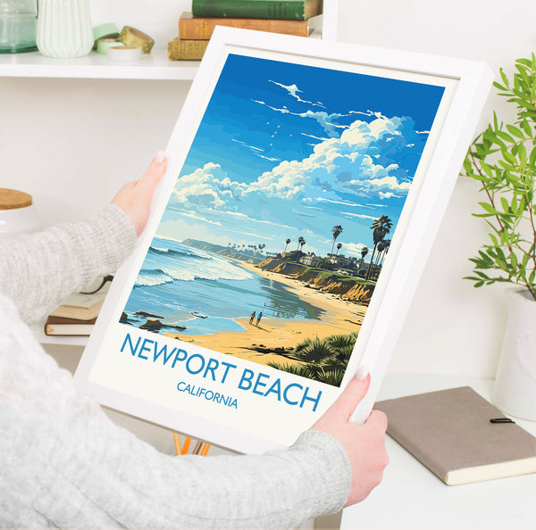 Newport Beach Travel Print, Travel Poster of Newport Beach, California, Newport Beach Art Lovers Gift, USA Gift, Wall Art Print