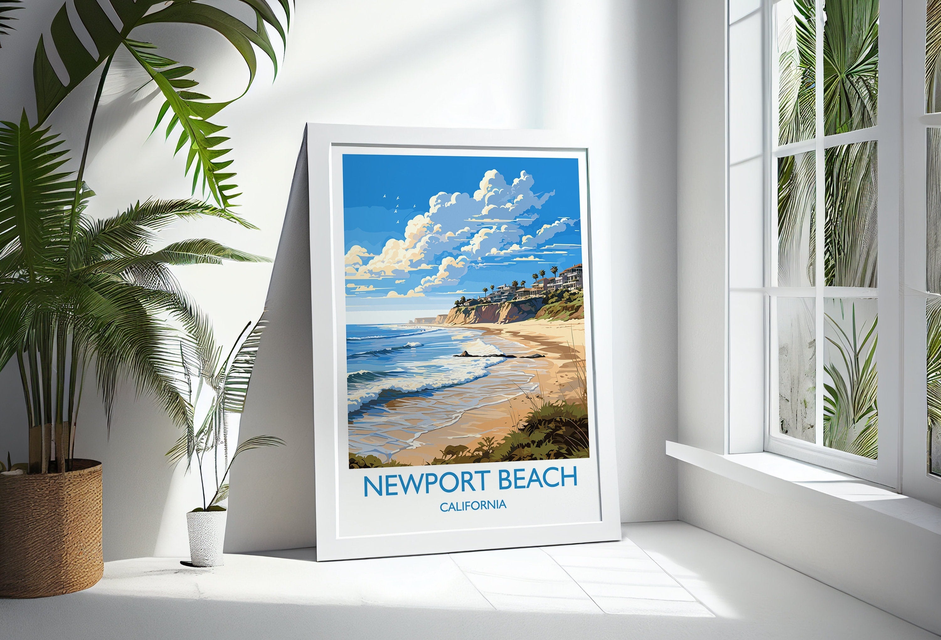 Newport Beach Travel Print, Travel Poster of Newport Beach, California, Newport Beach Art Lovers Gift, USA Gift, Wall Art Print NQ Media Designs