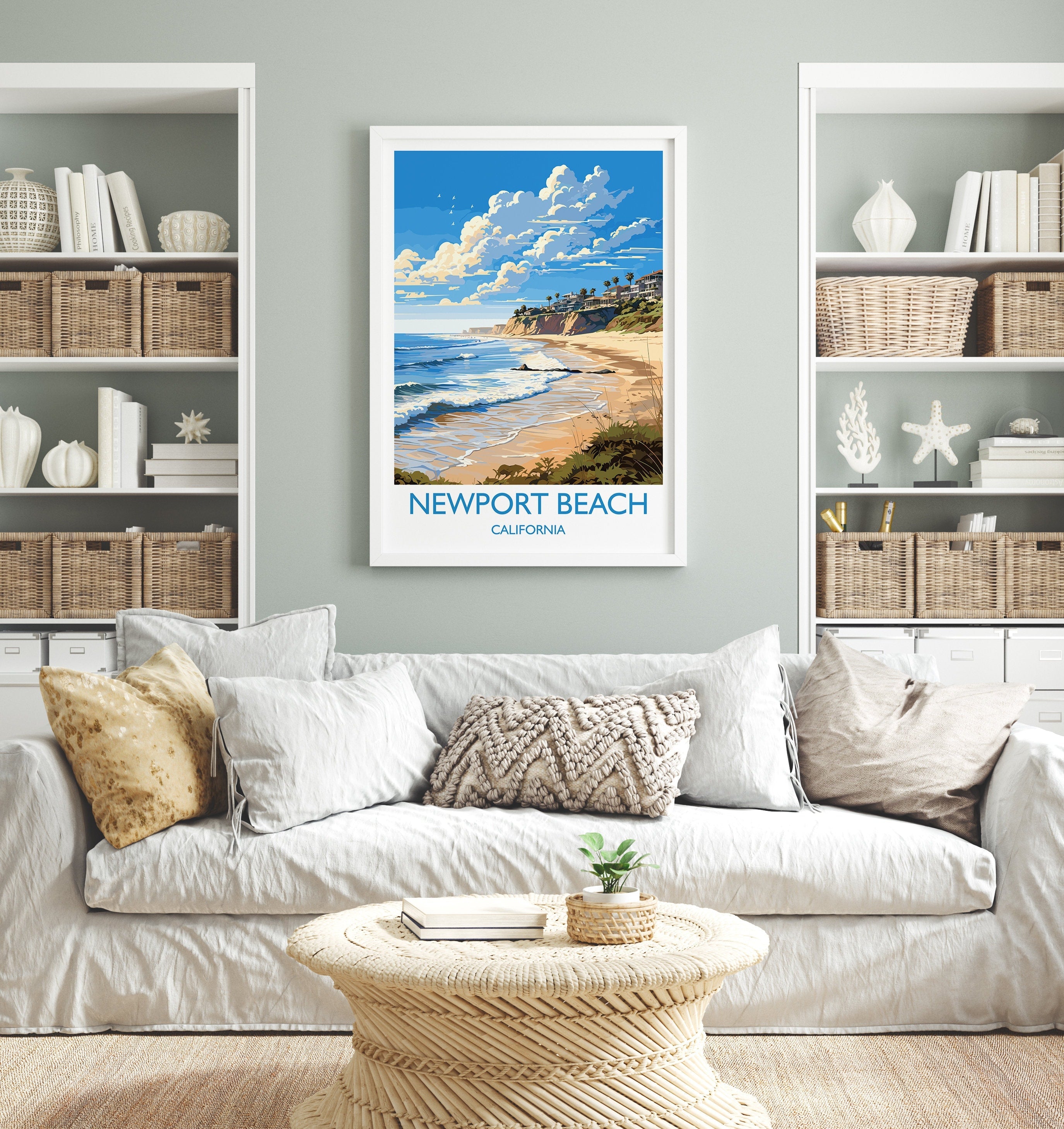 Newport Beach Travel Print, Travel Poster of Newport Beach, California, Newport Beach Art Lovers Gift, USA Gift, Wall Art Print NQ Media Designs