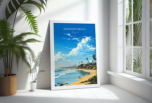 Newport Beach Travel Poster, Travel Print of Newport Beach, California, Newport Beach Art Lovers Gift, USA Gift, Wall Art Print