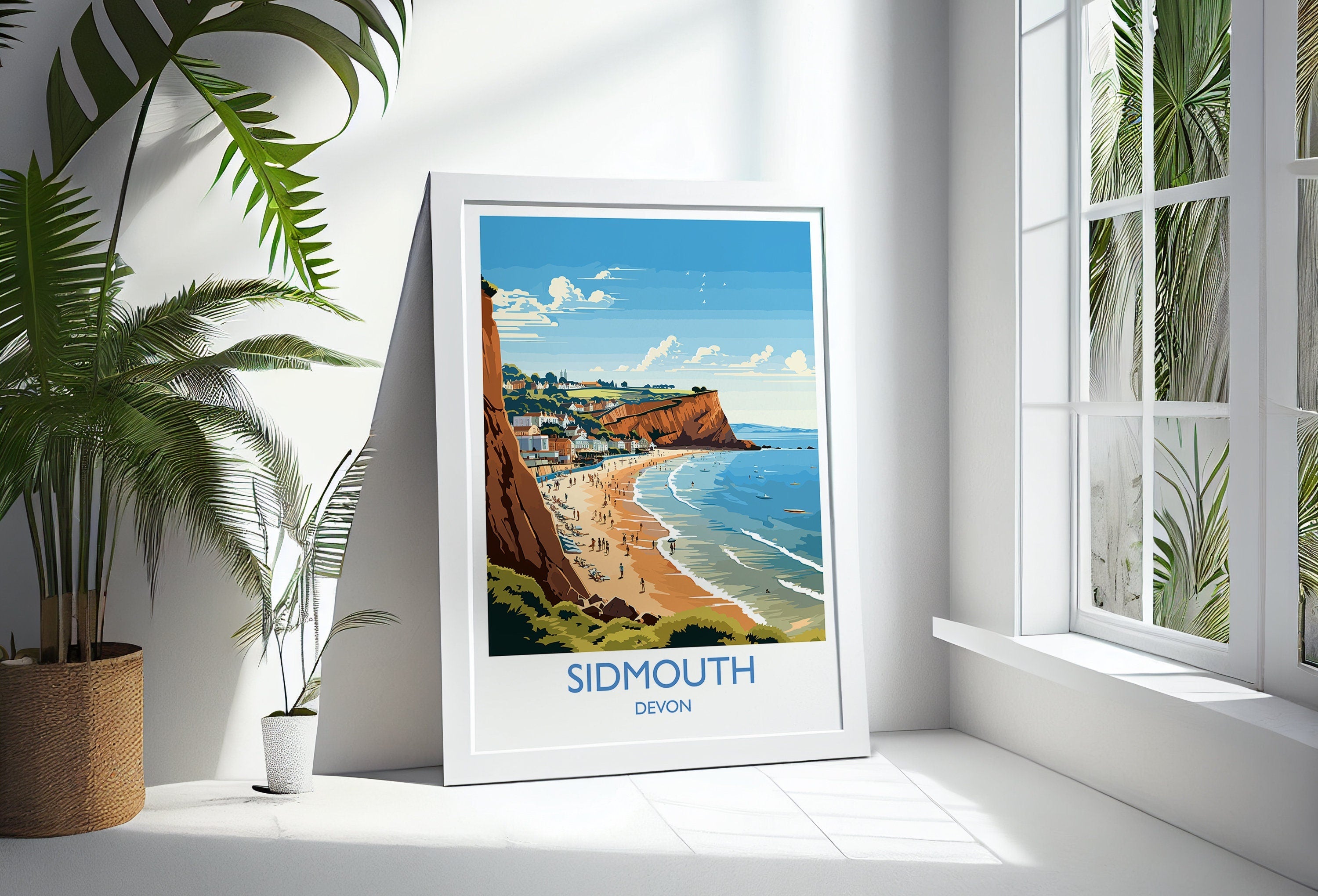 Sidmouth Travel Print, Travel Poster of Sidmouth, England, Devon Art, Sidmouth Art Lovers Gift, Wall Art Print NQ Media Designs