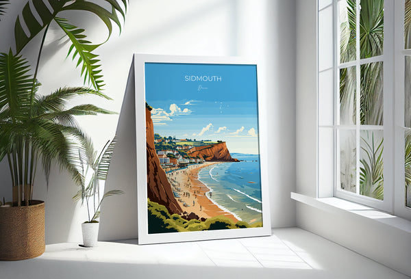 Sidmouth Travel Poster, Travel Print of Sidmouth, England, Devon Art, Sidmouth Art Lovers Gift, Wall Art Print