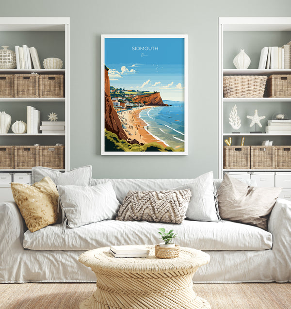 Sidmouth Travel Poster, Travel Print of Sidmouth, England, Devon Art, Sidmouth Art Lovers Gift, Wall Art Print