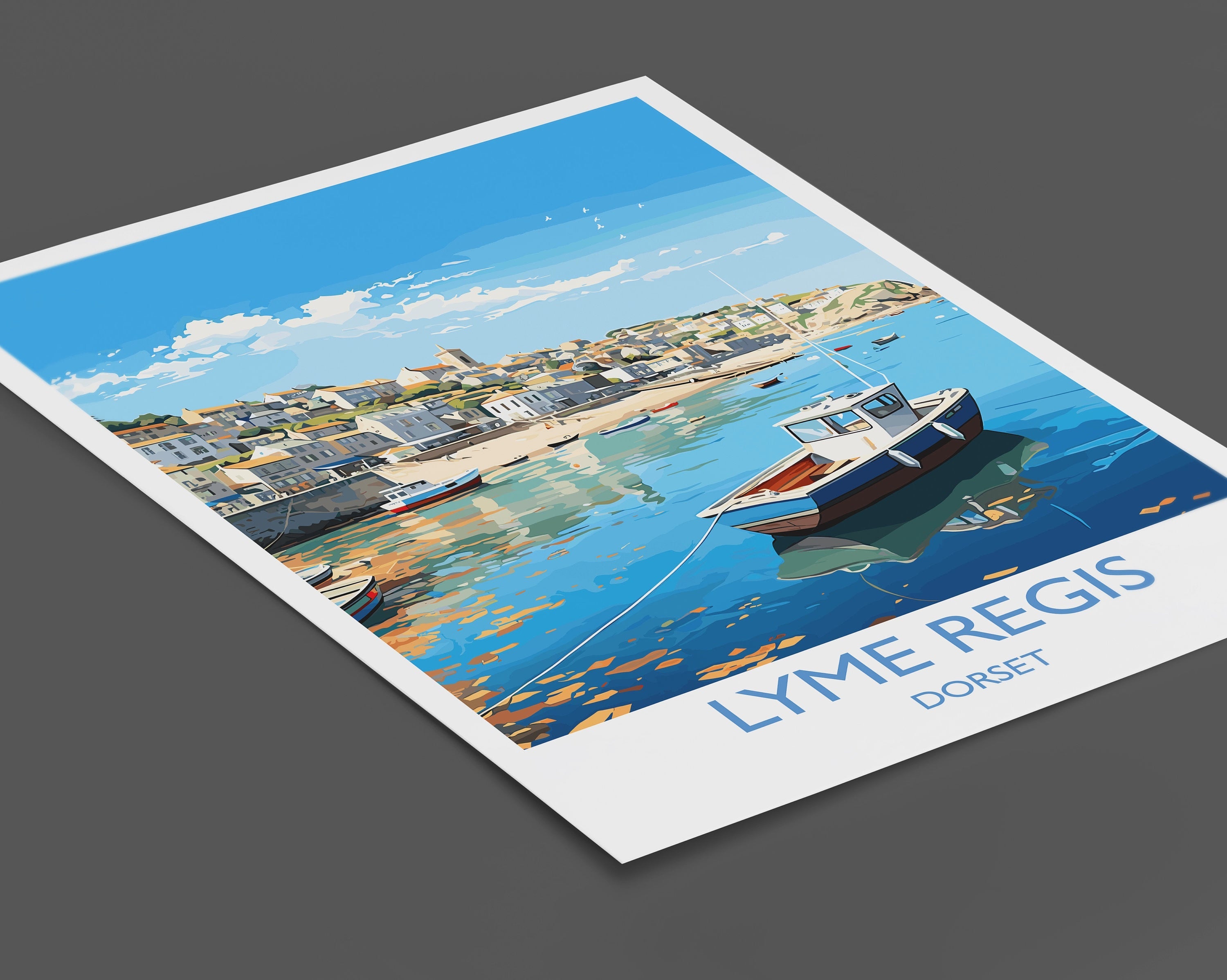Lyme Regis Travel Print, Travel Poster of Lyme Regis, England, Dorset Art, Lyme Regis Art Lovers Gift, Wall Art Print NQ Media Designs