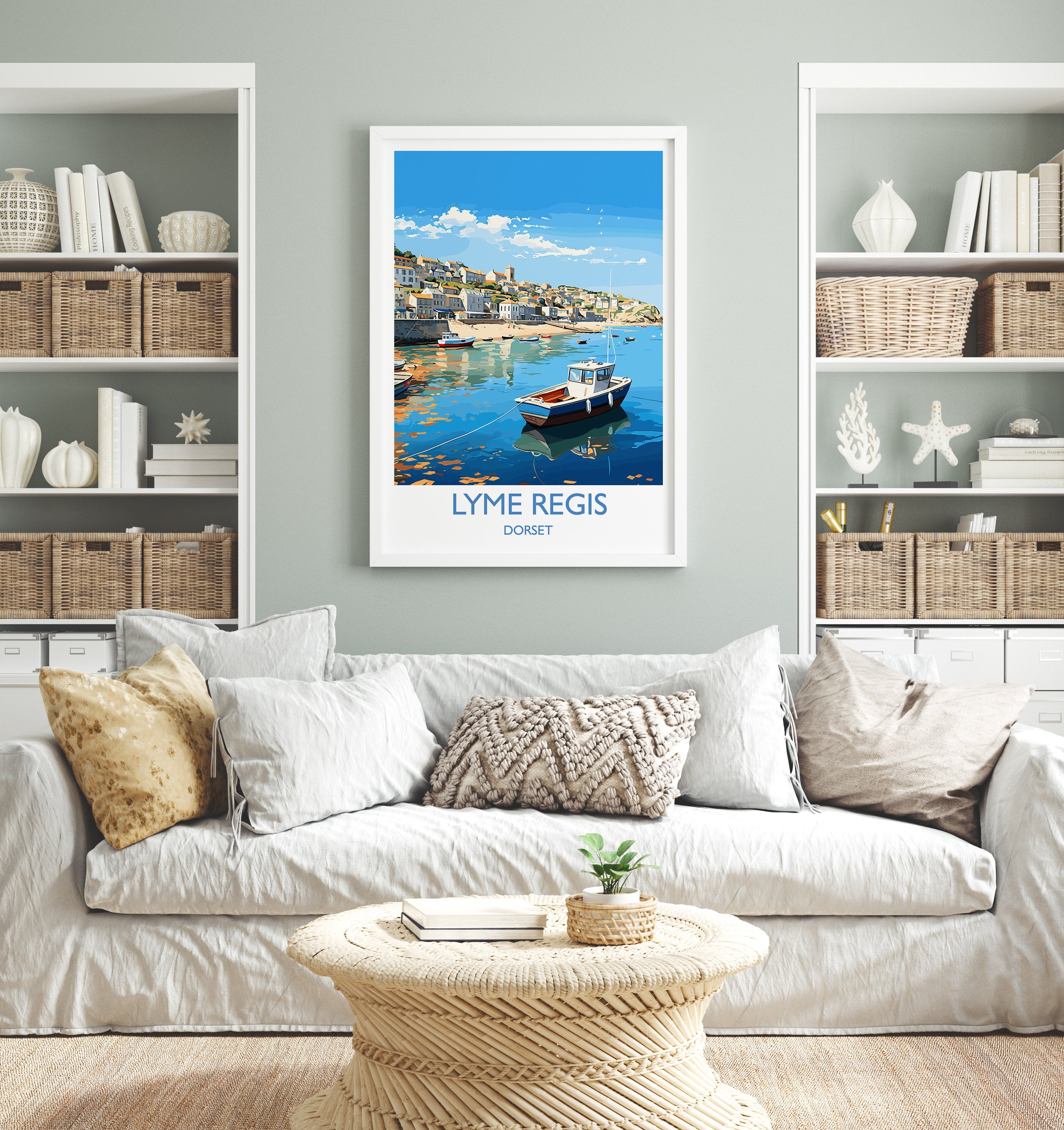 Lyme Regis Travel Print, Travel Poster of Lyme Regis, England, Dorset Art, Lyme Regis Art Lovers Gift, Wall Art Print NQ Media Designs