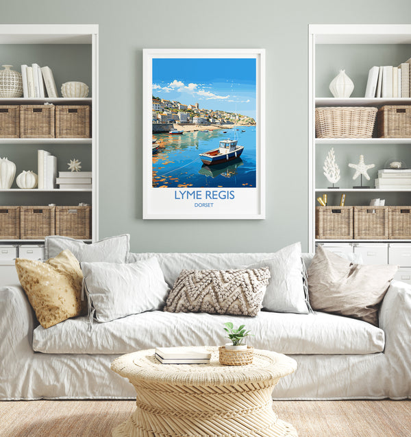 Lyme Regis Travel Print, Travel Poster of Lyme Regis, England, Dorset Art, Lyme Regis Art Lovers Gift, Wall Art Print