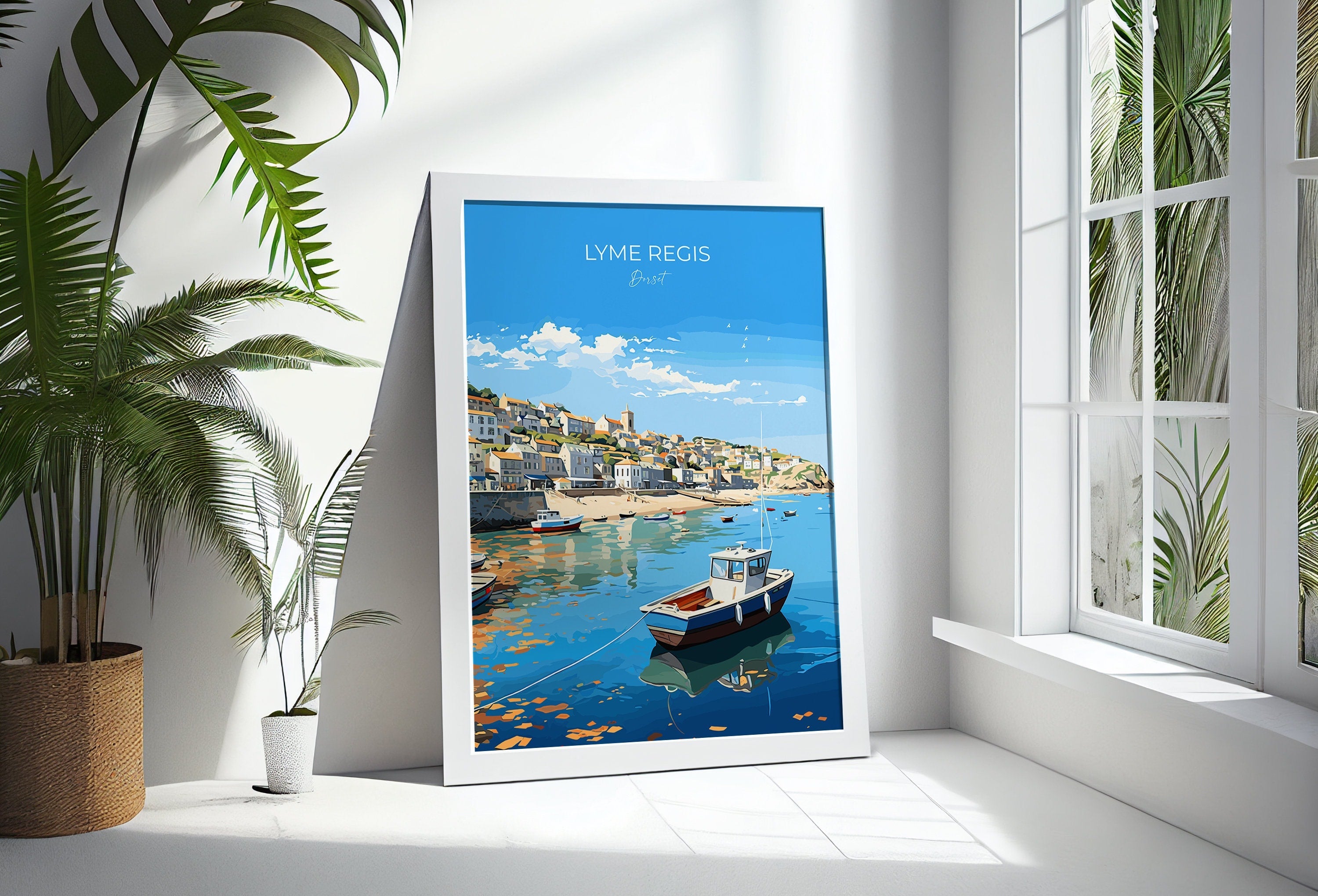 Lyme Regis Travel Poster, Travel Print of Lyme Regis, England, Dorset Art, Lyme Regis Art Lovers Gift, Wall Art Print NQ Media Designs
