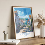 Lyme Regis Travel Print, Travel Poster of Lyme Regis, England, Dorset Art, Lyme Regis Art Lovers Gift, Wall Art Print NQ Media Designs