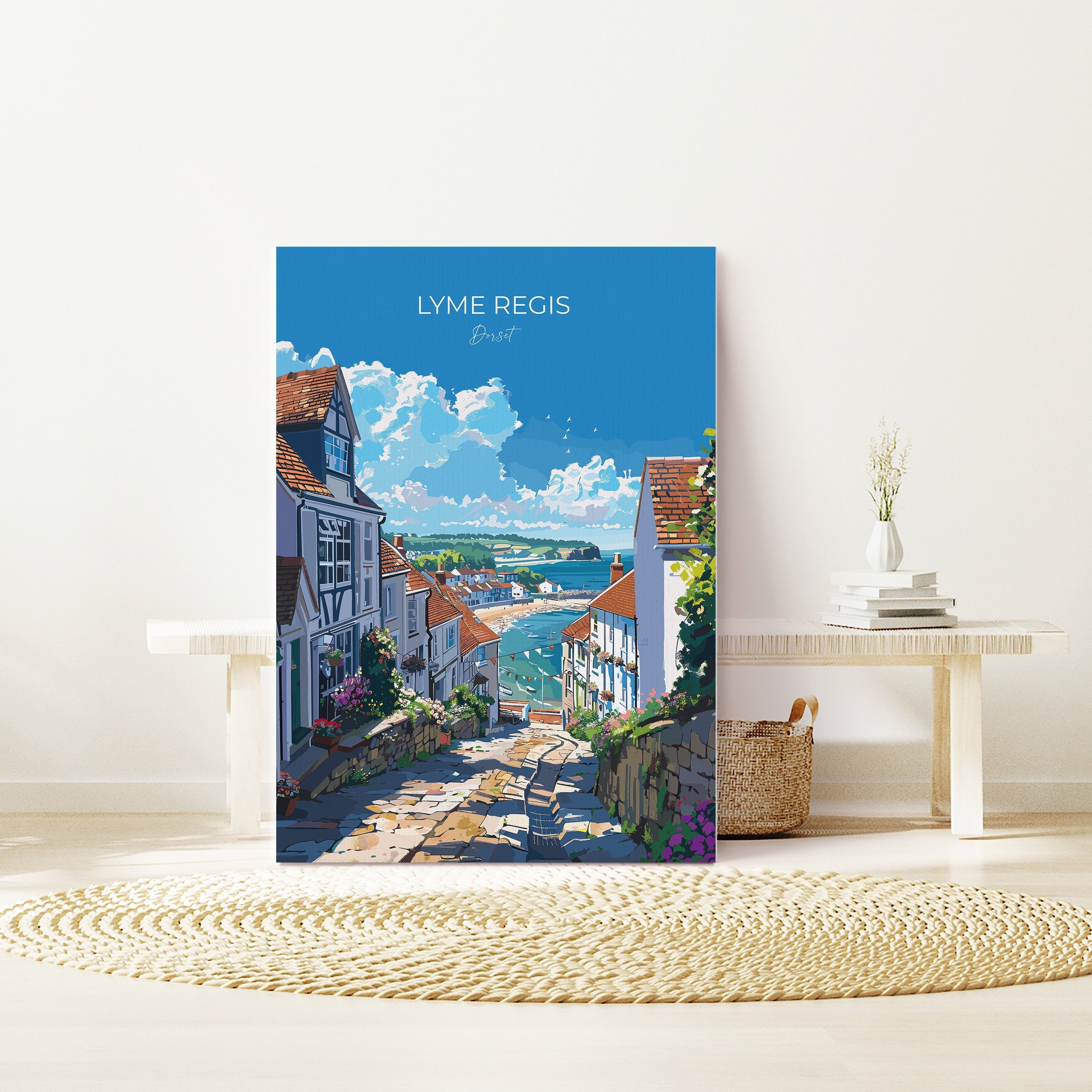 Lyme Regis Travel Poster, Travel Print of Lyme Regis, England, Dorset Art, Lyme Regis Art Lovers Gift, Wall Art Print NQ Media Designs