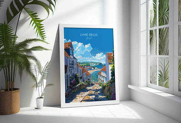 Lyme Regis Travel Poster, Travel Print of Lyme Regis, England, Dorset Art, Lyme Regis Art Lovers Gift, Wall Art Print