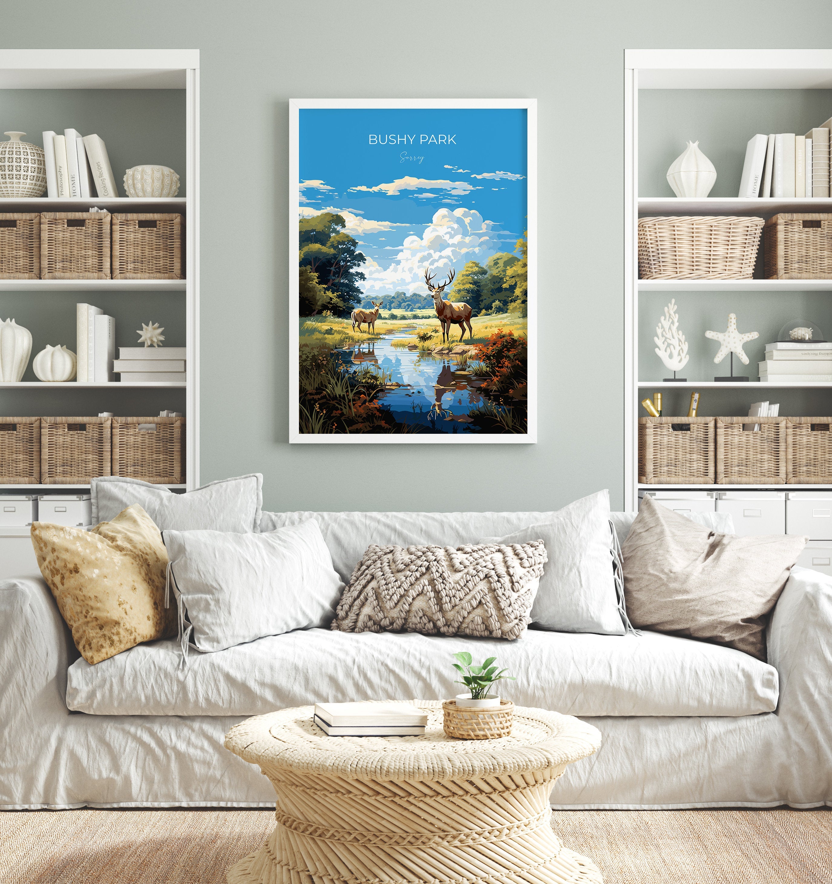 Bushy Park Travel Poster, Travel Print of Bushy Park, Surrey, London,England, London Art Lovers Gift, Wall Art Print NQ Media Designs