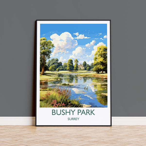 Bushy Park Travel Print, Travel Poster of Bushy Park, Surrey, London,England, London Art Lovers Gift, Wall Art Print
