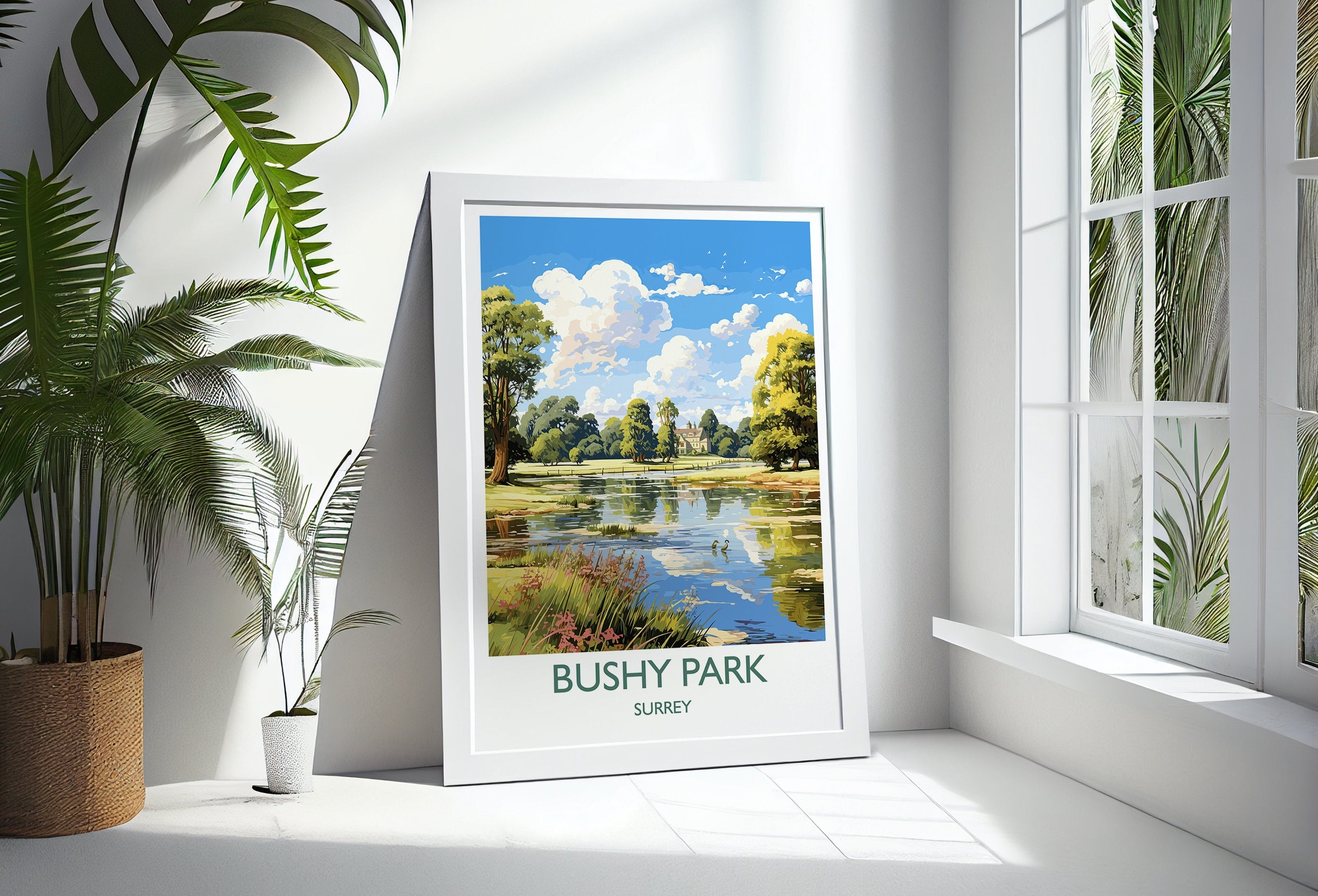 Bushy Park Travel Print, Travel Poster of Bushy Park, Surrey, London,England, London Art Lovers Gift, Wall Art Print NQ Media Designs