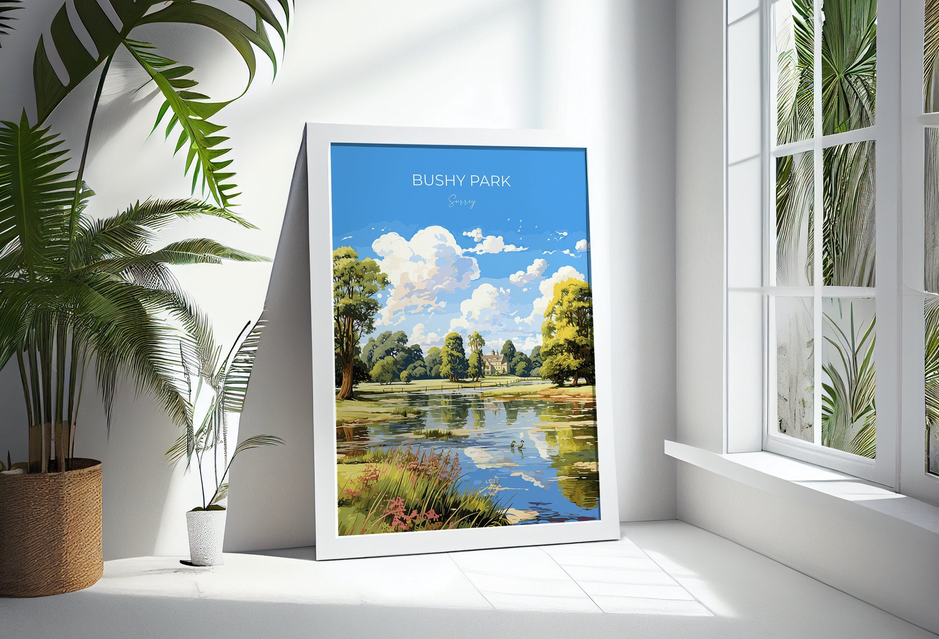 Bushy Park Travel Poster, Travel Print of Bushy Park, Surrey, London,England, London Art Lovers Gift, Wall Art Print NQ Media Designs