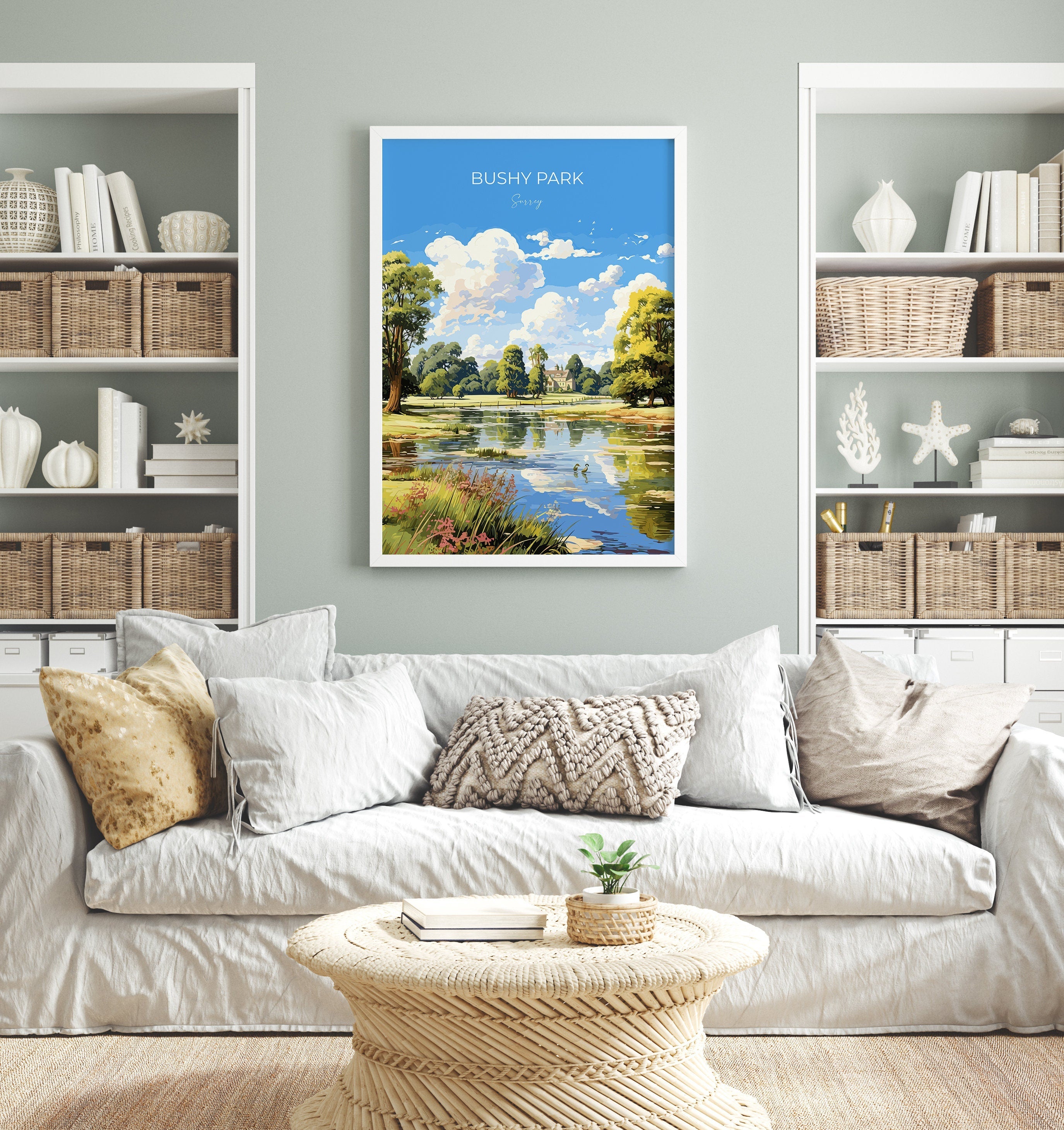 Bushy Park Travel Poster, Travel Print of Bushy Park, Surrey, London,England, London Art Lovers Gift, Wall Art Print NQ Media Designs