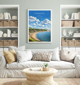 Swanage Bay Travel Poster, Travel Print of Swanage Bay, England, Dorset Coast Art Lovers Gift, Wall Art Print NQ Media Designs