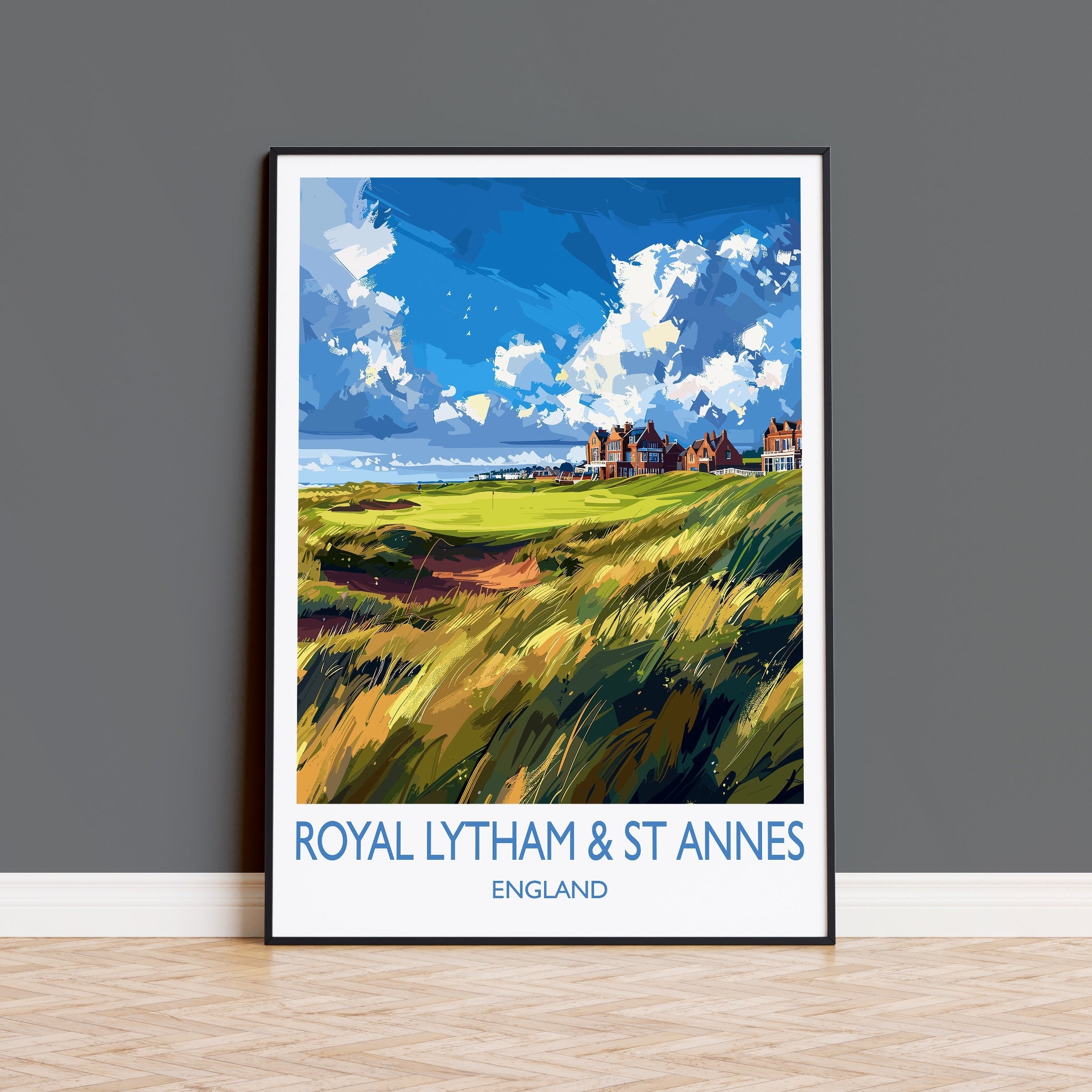 Royal Lytham & St Annes Travel Print, Travel Poster of Royal Lytham Golf Course, Royal Lytham Art Lovers Gift, Birthday Gift NQ Media Designs