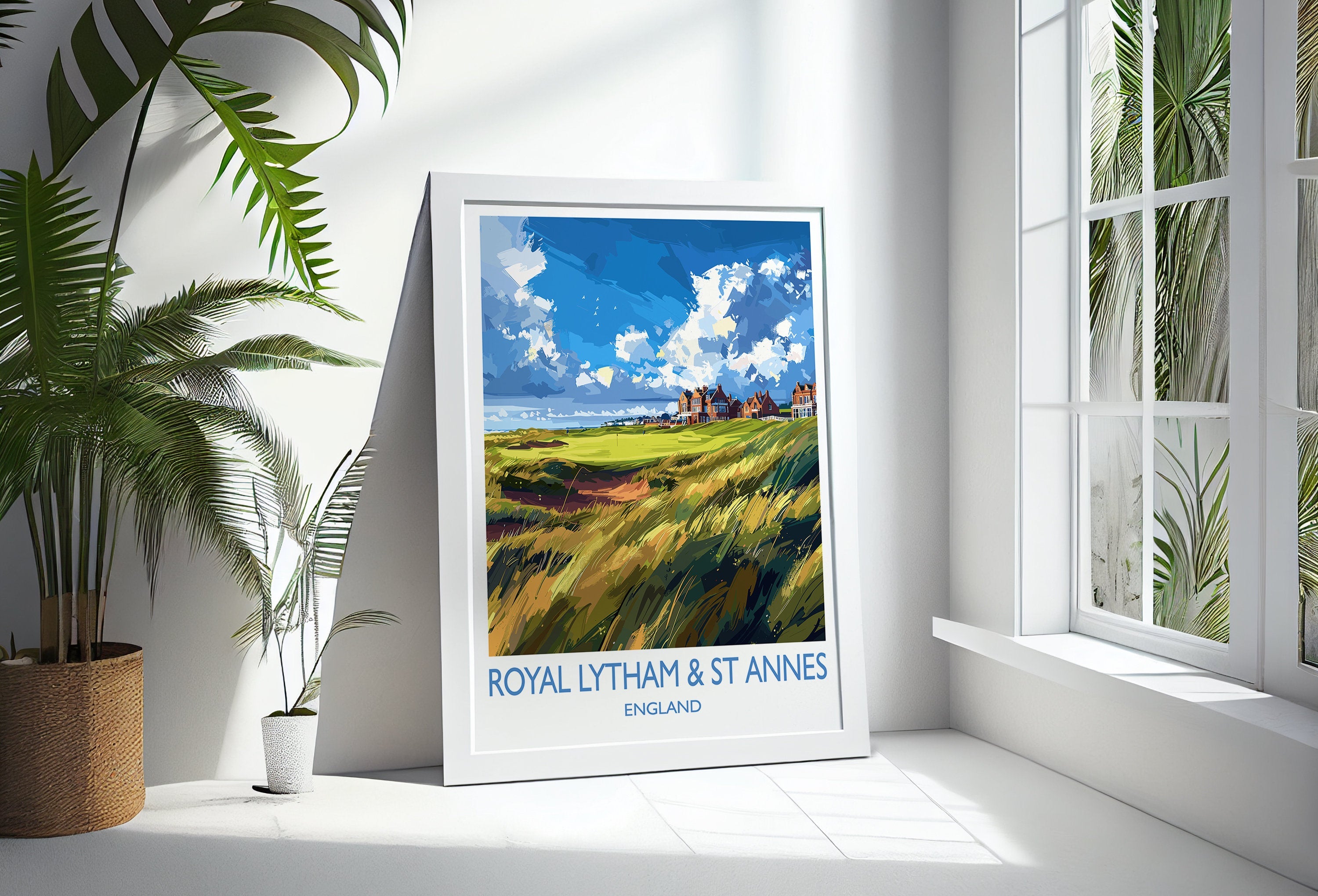 Royal Lytham & St Annes Travel Print, Travel Poster of Royal Lytham Golf Course, Royal Lytham Art Lovers Gift, Birthday Gift NQ Media Designs