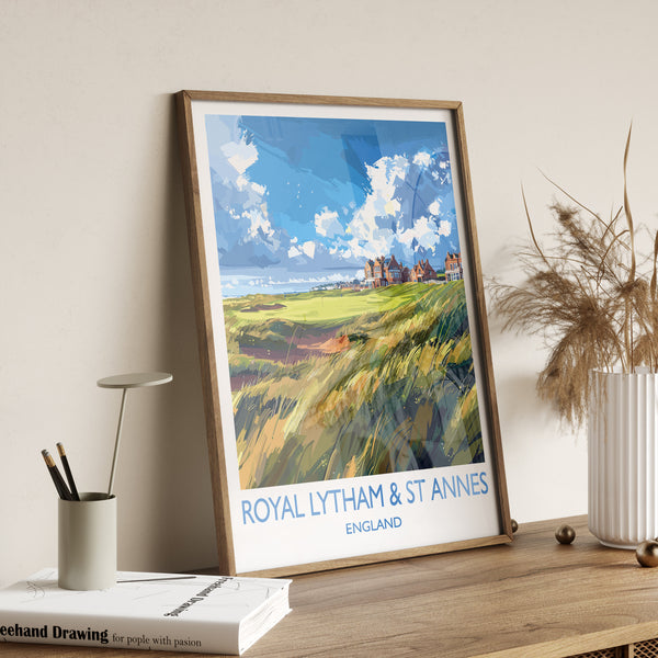 Royal Lytham & St Annes Travel Print, Travel Poster of Royal Lytham Golf Course, Royal Lytham Art Lovers Gift, Birthday Gift