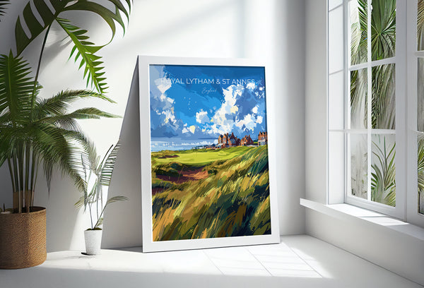 Royal Lytham & St Annes Travel Poster, Travel Print of Royal Lytham Golf Course, Royal Lytham Art Lovers Gift, Birthday Gift